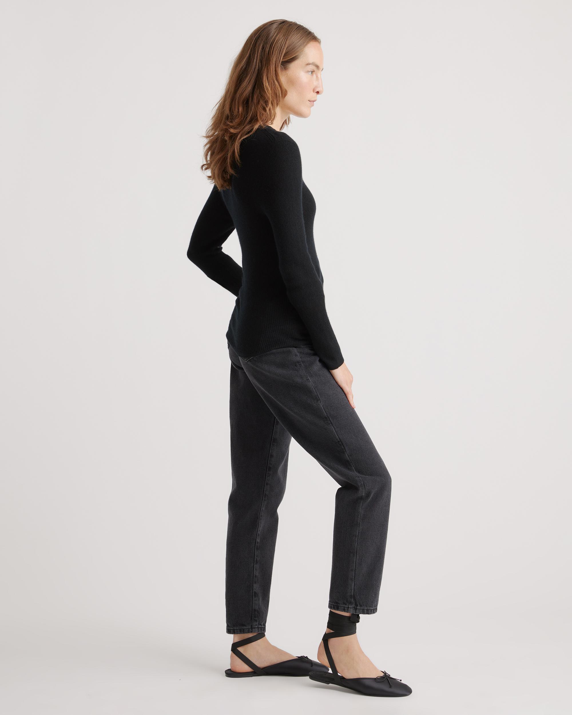 Quince | Women's Featherweight Cashmere Ribbed Crewneck Sweater Size XS Product Image