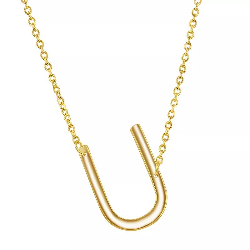 Sterling Silver Sideways Initial Necklace, Women's, Size: 16-18" ADJ, Gold Tone Z Product Image