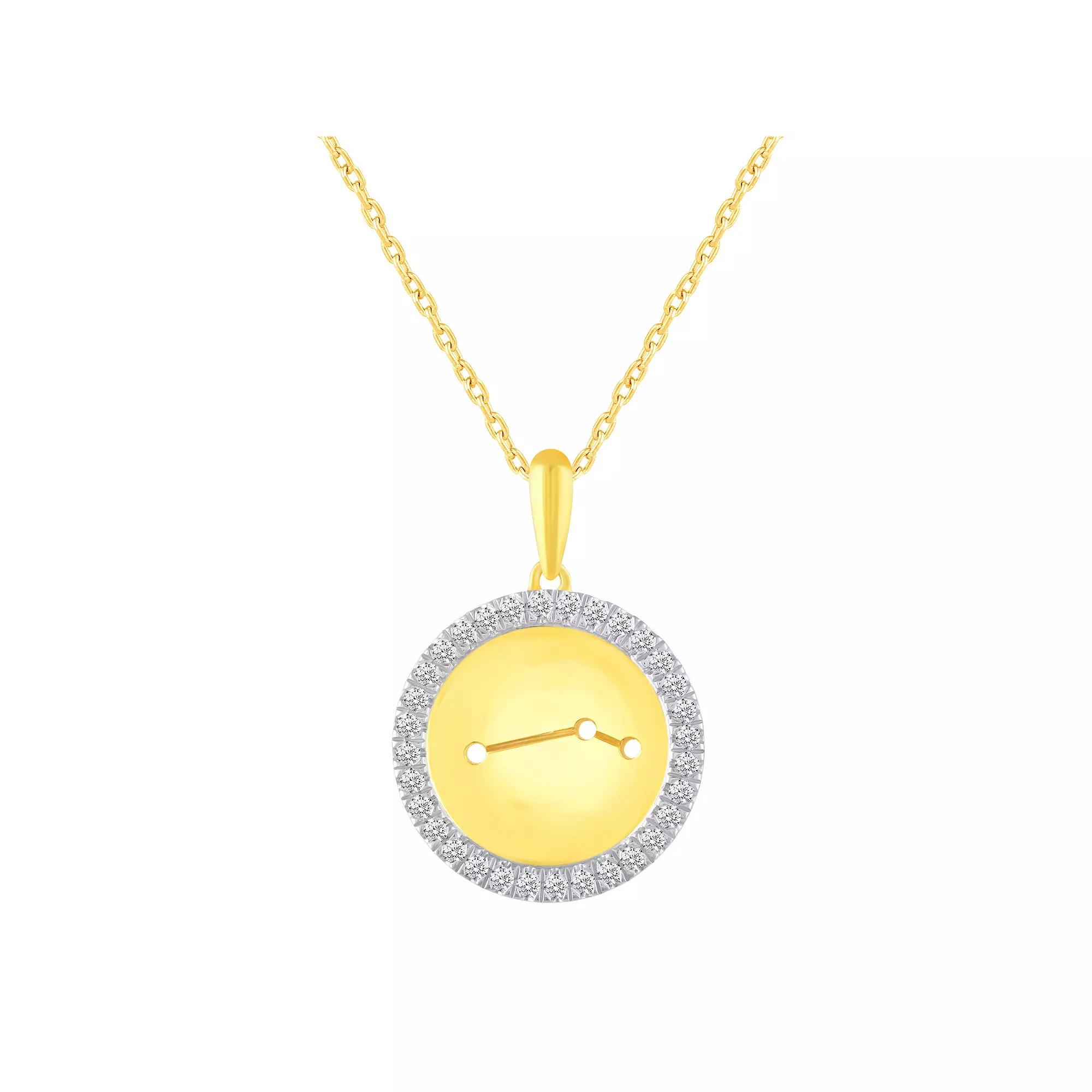 Royal Aura 1/4 Carat T.W. Diamond Halo Zodiac Pendant Necklace, Women's,  Product Image