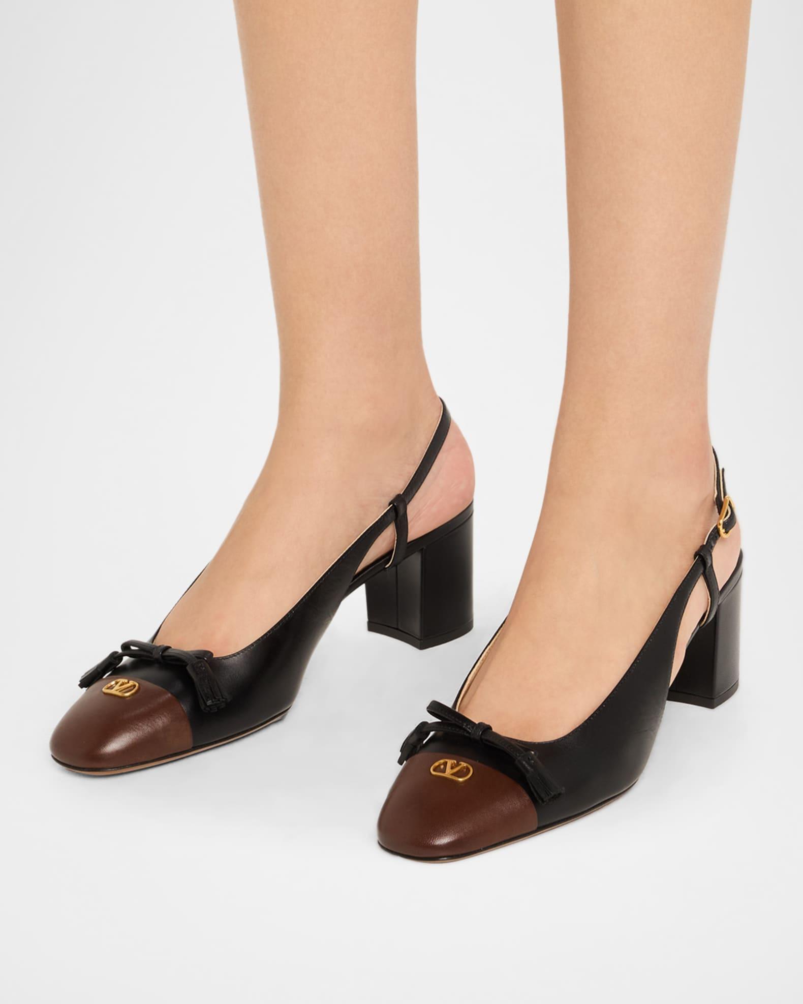 Valet Du Roi VLogo Leather Slingback Pumps Product Image