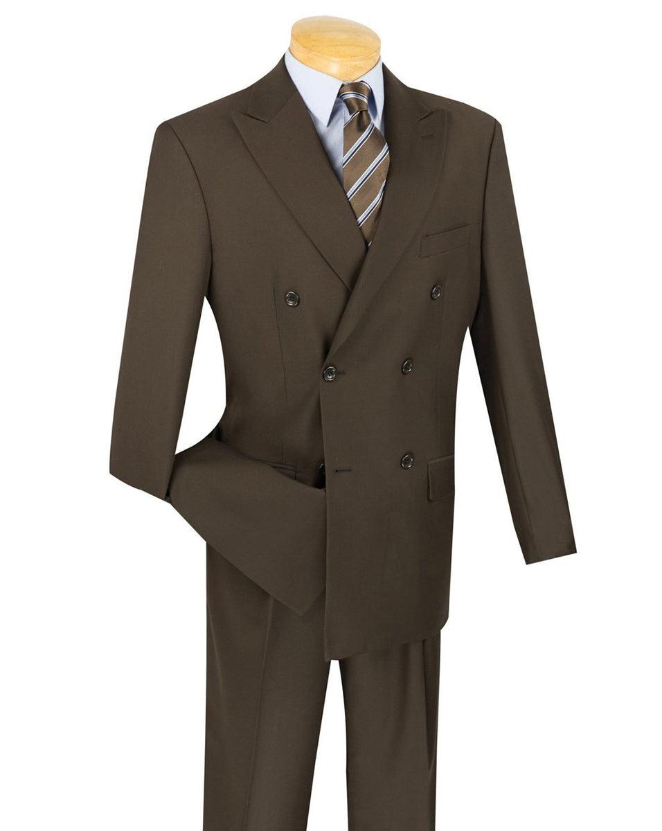 (40L, 58L) Double Breasted Suit 2 Piece Regular Fit in Brown Product Image