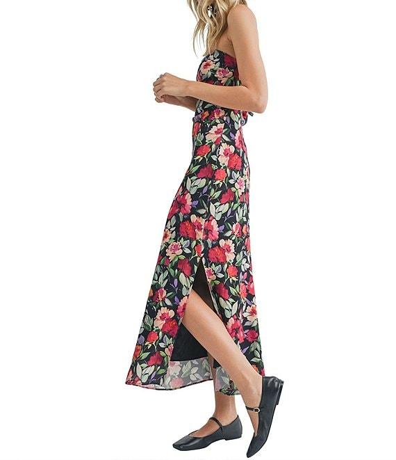Sadie & Sage Strapless Tube Side Slit Midi Floral Dress Product Image