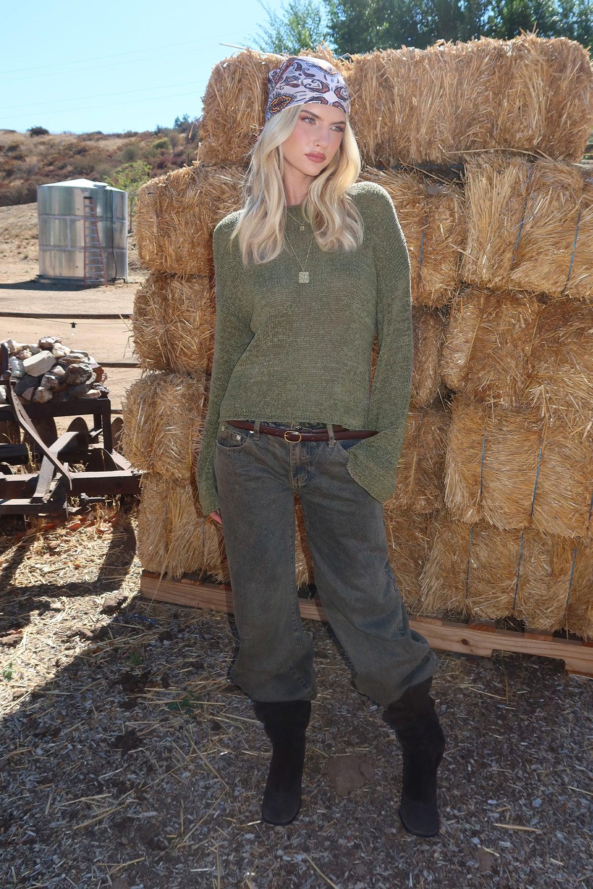 Drop Shoulder Light Knit Sweater Product Image