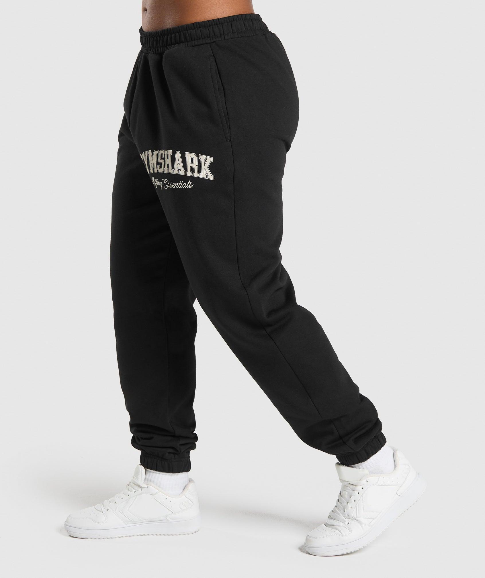 Gymshark Lifting Essentials Graphic Brushed Oversized Joggers - Black Female Product Image