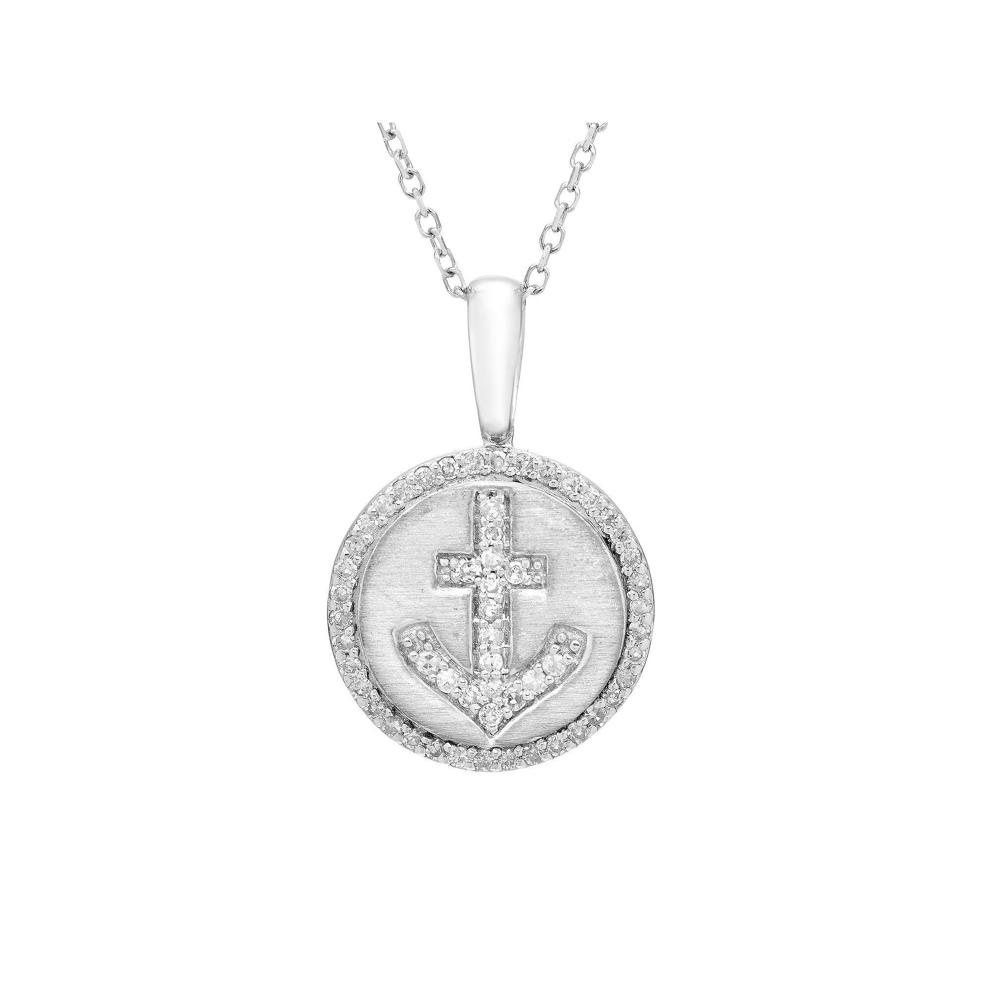 Its Personal Sterling Silver & Diamond-Accent Anchor Pendant Necklace, Womens Product Image
