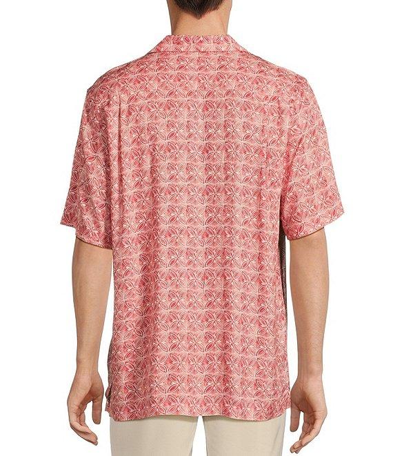 Caribbean Jacquard Batik Print Short Sleeve Woven Camp Shirt Product Image
