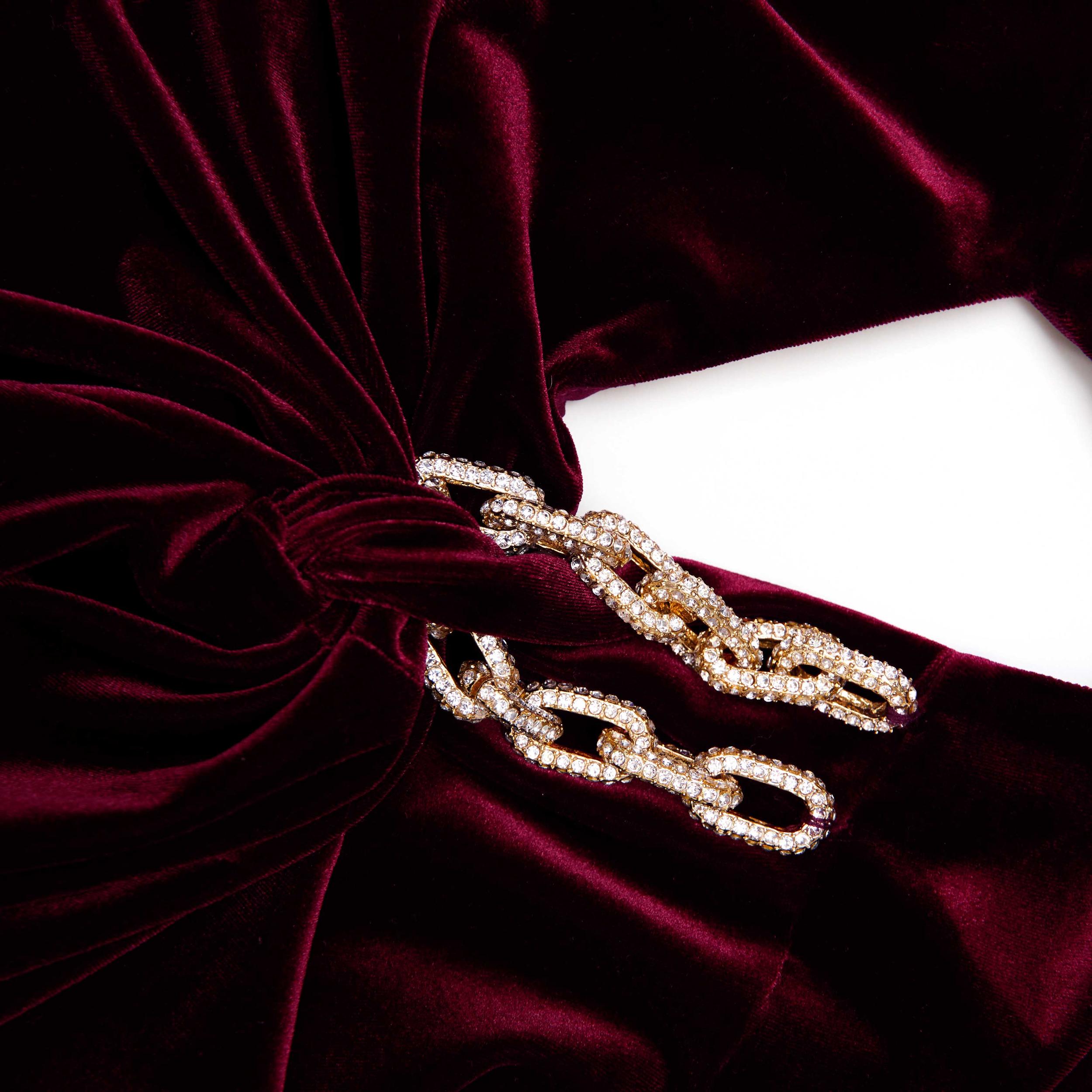 Burgundy Velvet Bandeau Maxi Dress Product Image