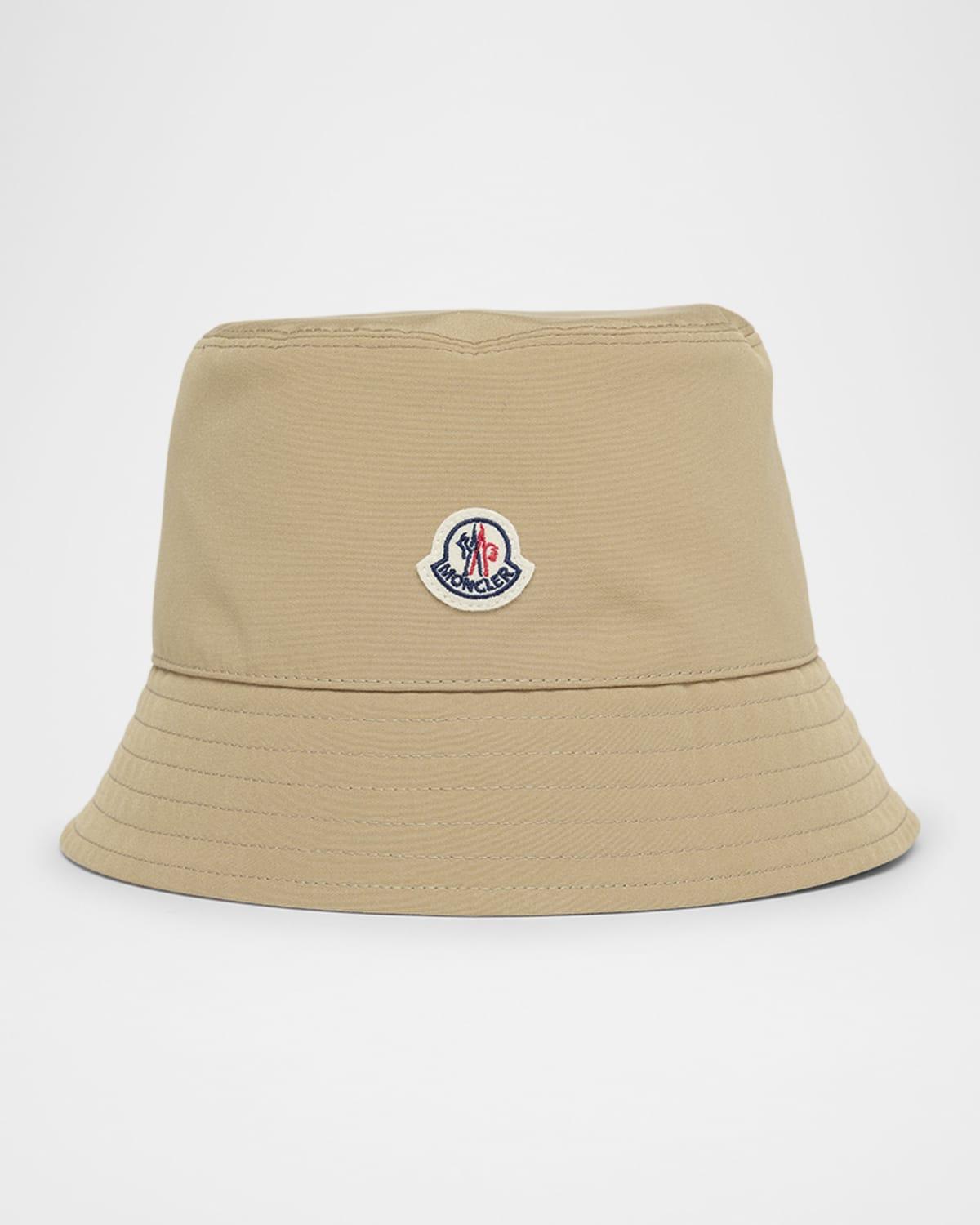 MONCLER Logo Patch Narrow Brim Bucket Hat In Beige Product Image