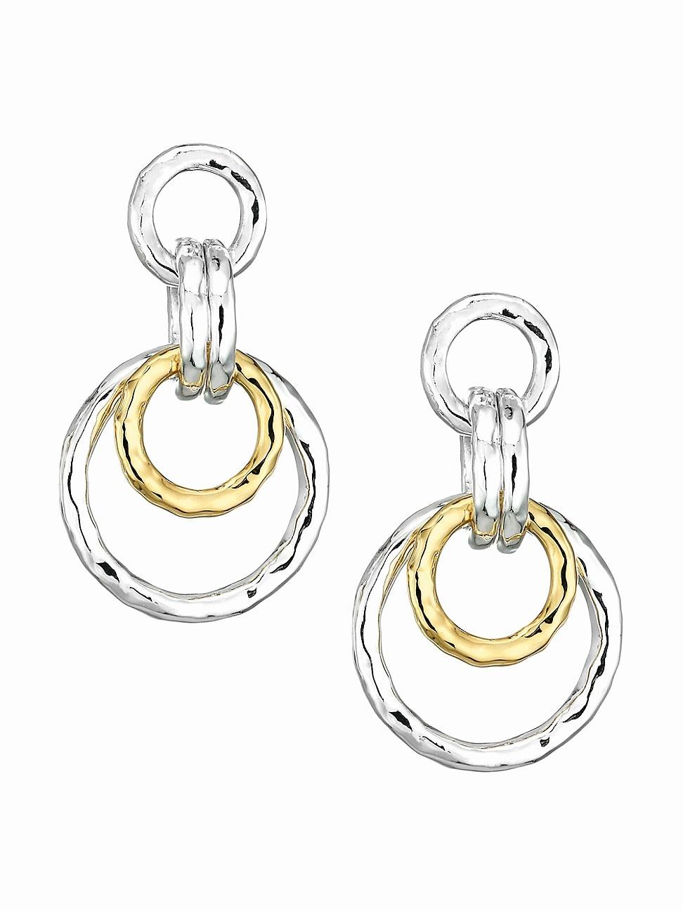 Womens Classico Chimera Two-Tone Hammered Chunky Link Earrings Product Image