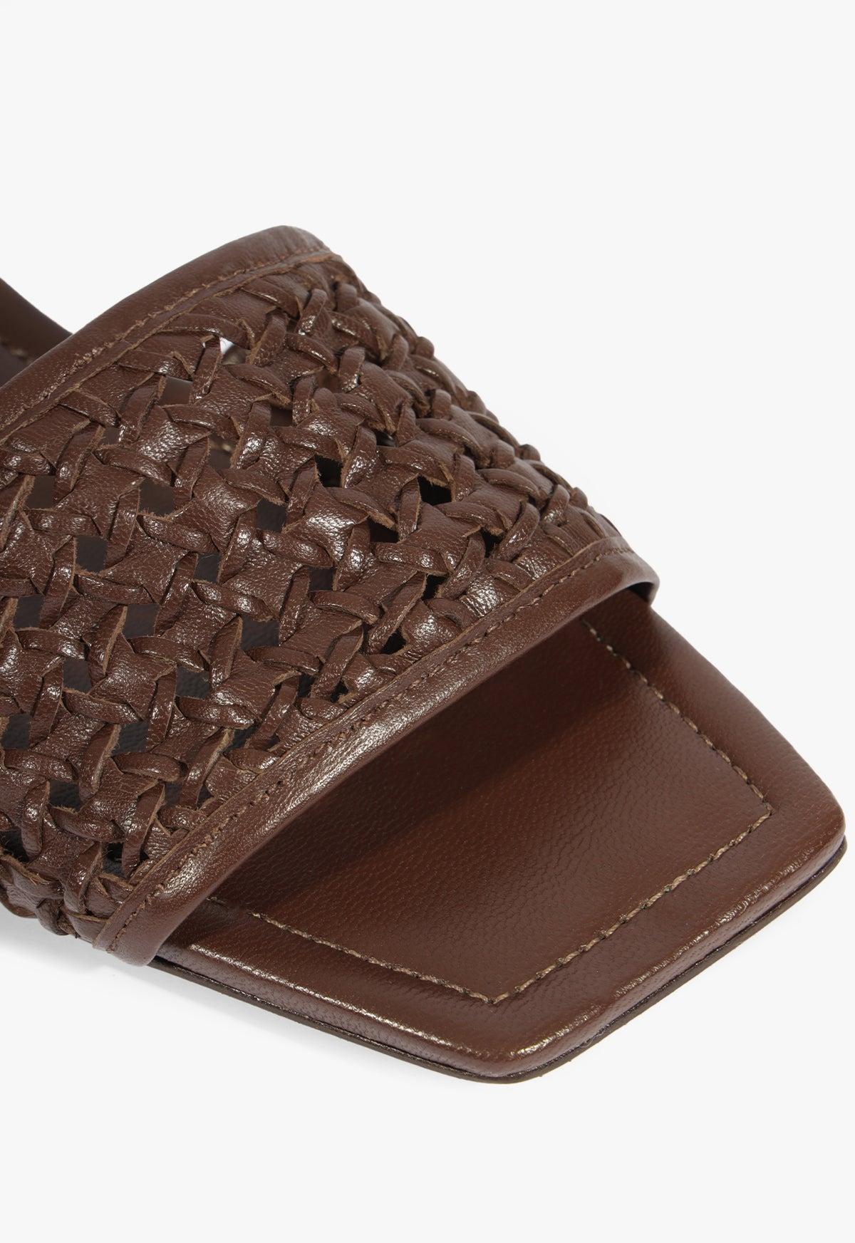 Juliet Brown Leather Flat Sandal Product Image