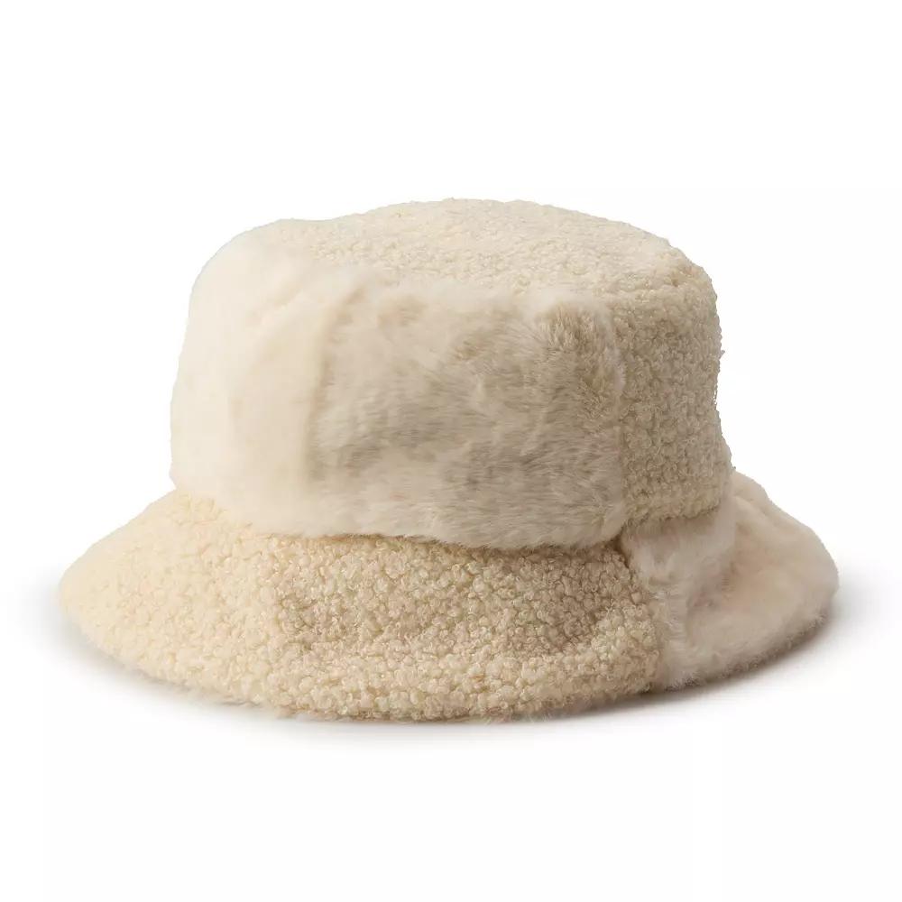 Women's Nanette Lepore Faux Fur & Sherpa Bucket Hat, Red Product Image