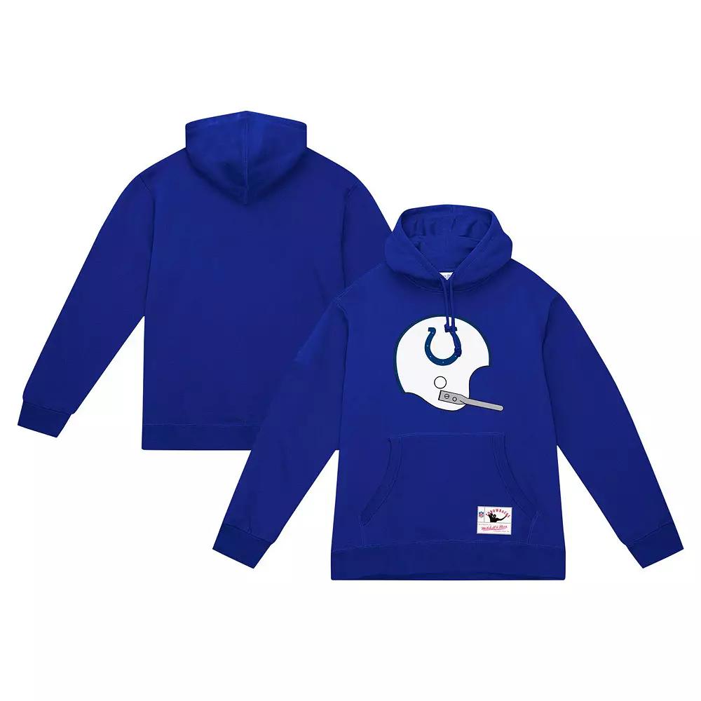 Men's Mitchell & Ness Royal Indianapolis Colts Helmet Logo Vintage Pullover Hoodie, Size: Small, Blue Product Image