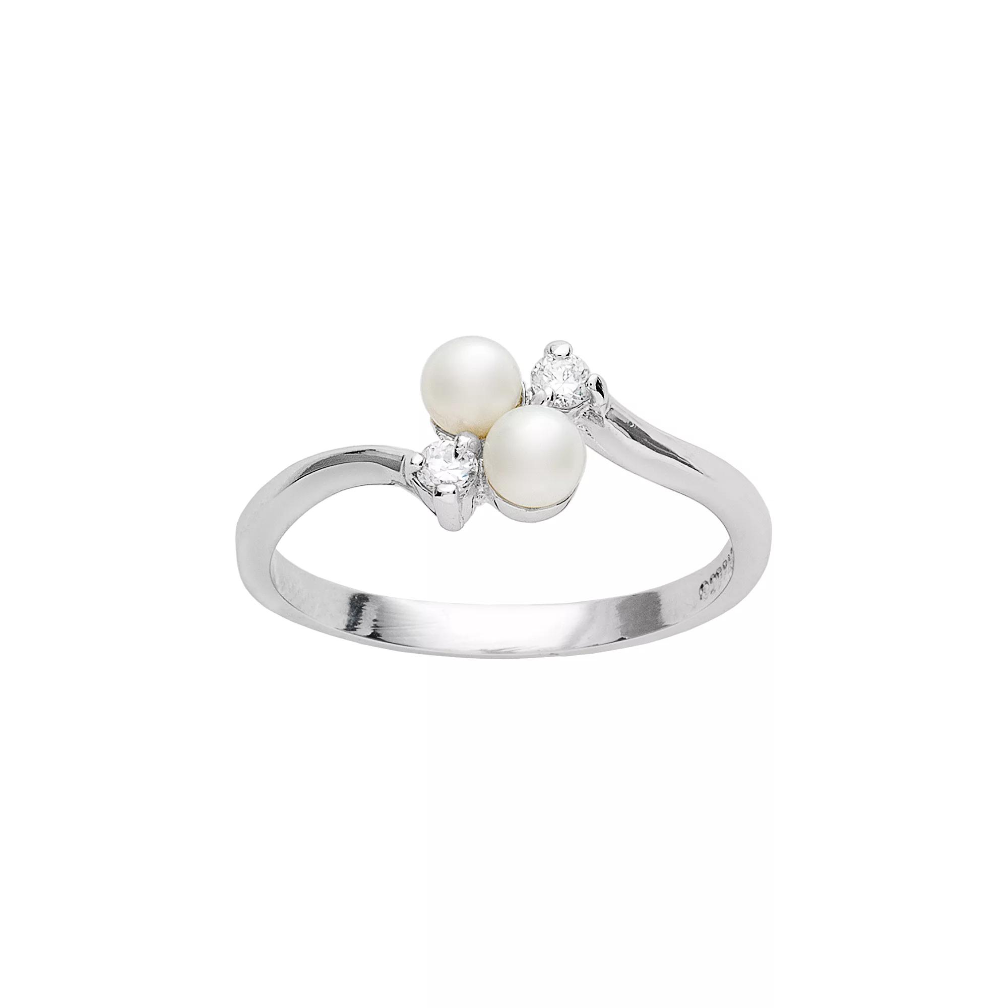 Traditions Jewelry Company Sterling Silver Freshwater Cultured Pearl Bypass Ring, Womens Product Image