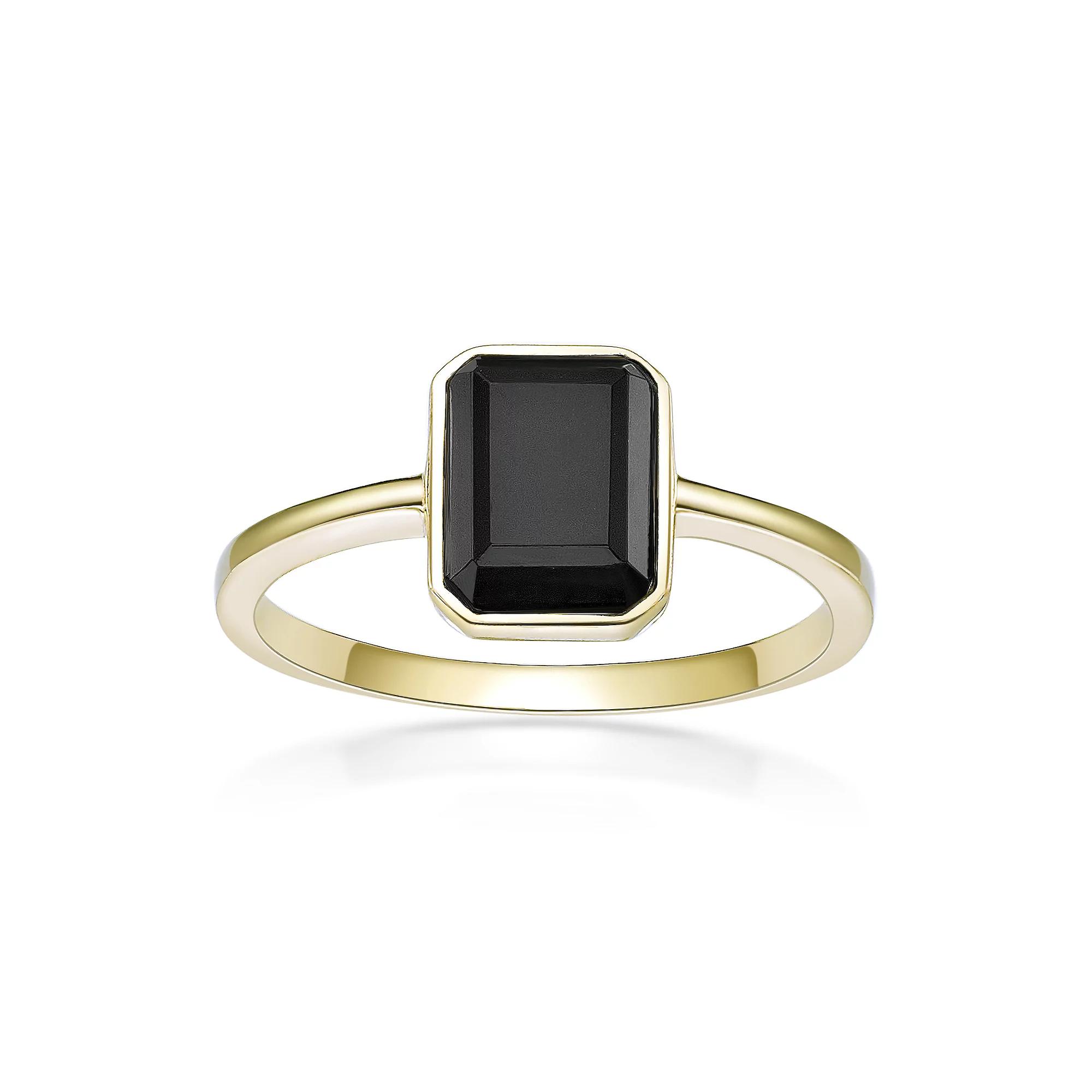 Gemminded 2 Micron Gold Over Silver Black Onyx Ring, Women's, Size: 7, Gold Tone Product Image