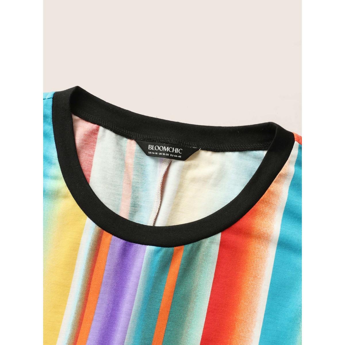 Plus Size Colorful Striped Retro Tank Pocket Dress Multicolor Women Casual Contrast Round Neck Sleeveless Curvy BloomChic 14-16/1X Product Image