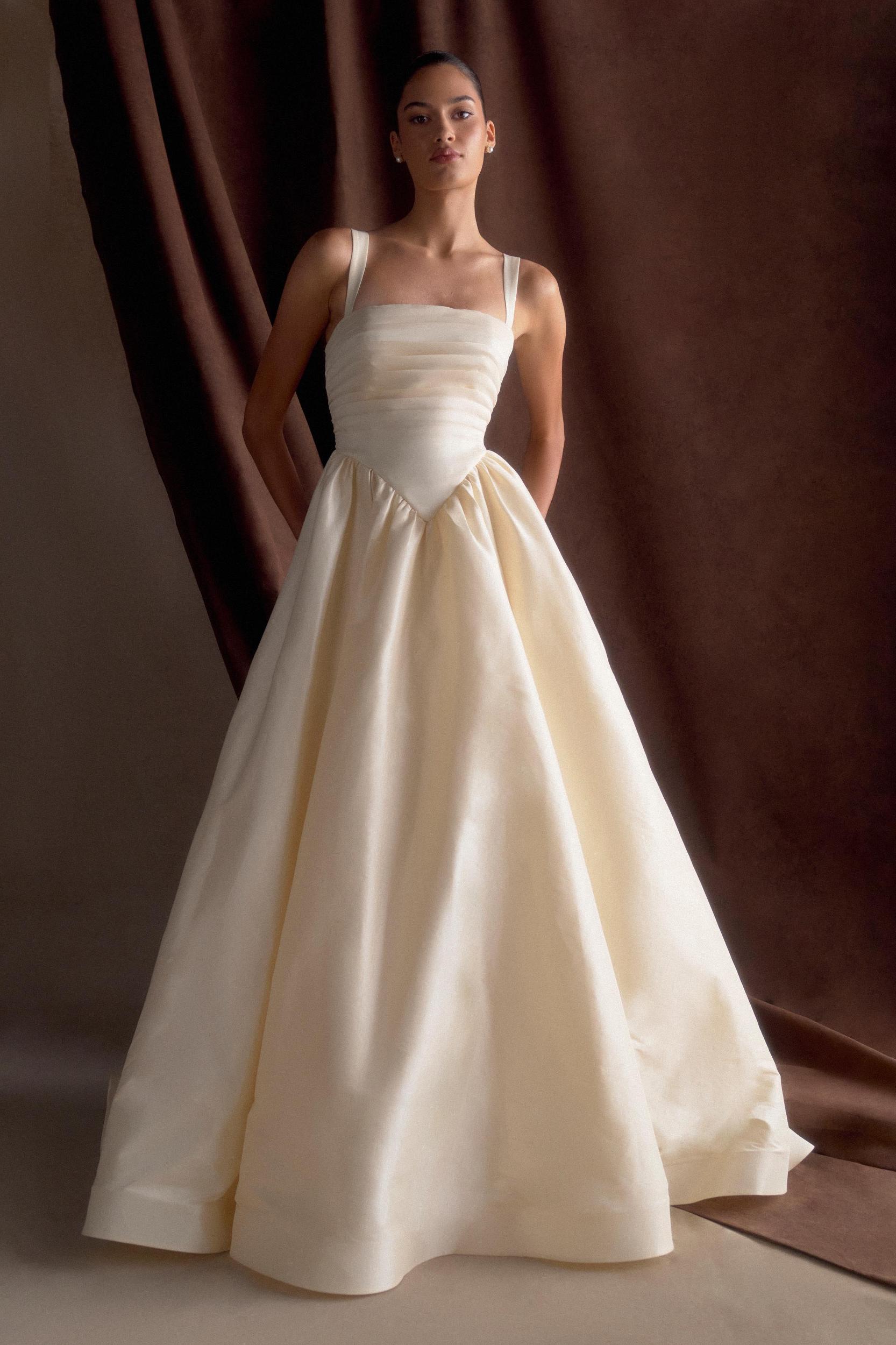 Carla Ruched Gown - Cream Ivory Product Image