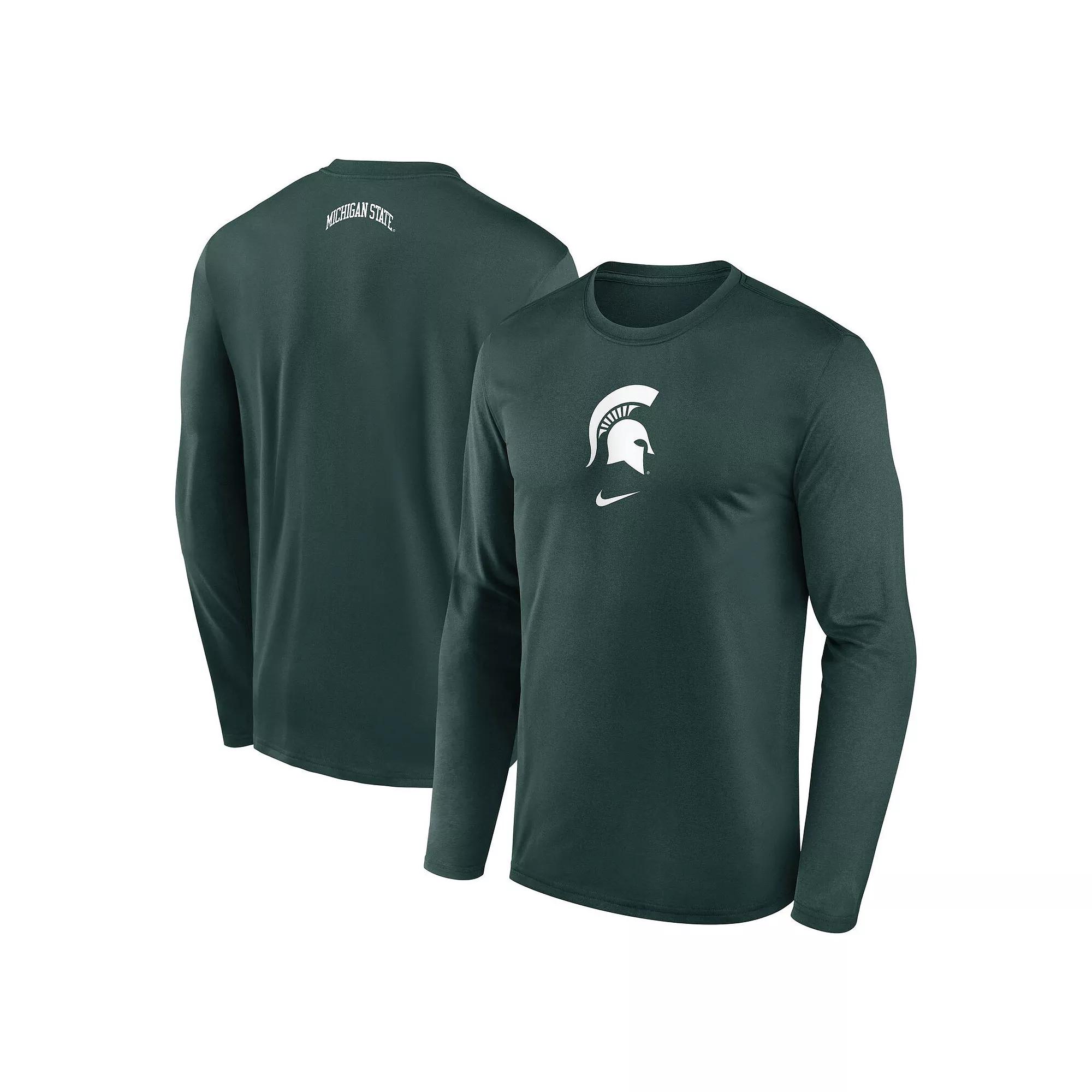 Men's Nike Green Michigan State Spartans On-Court Basketball Shootaround Performance Long Sleeve T-Shirt,  Product Image