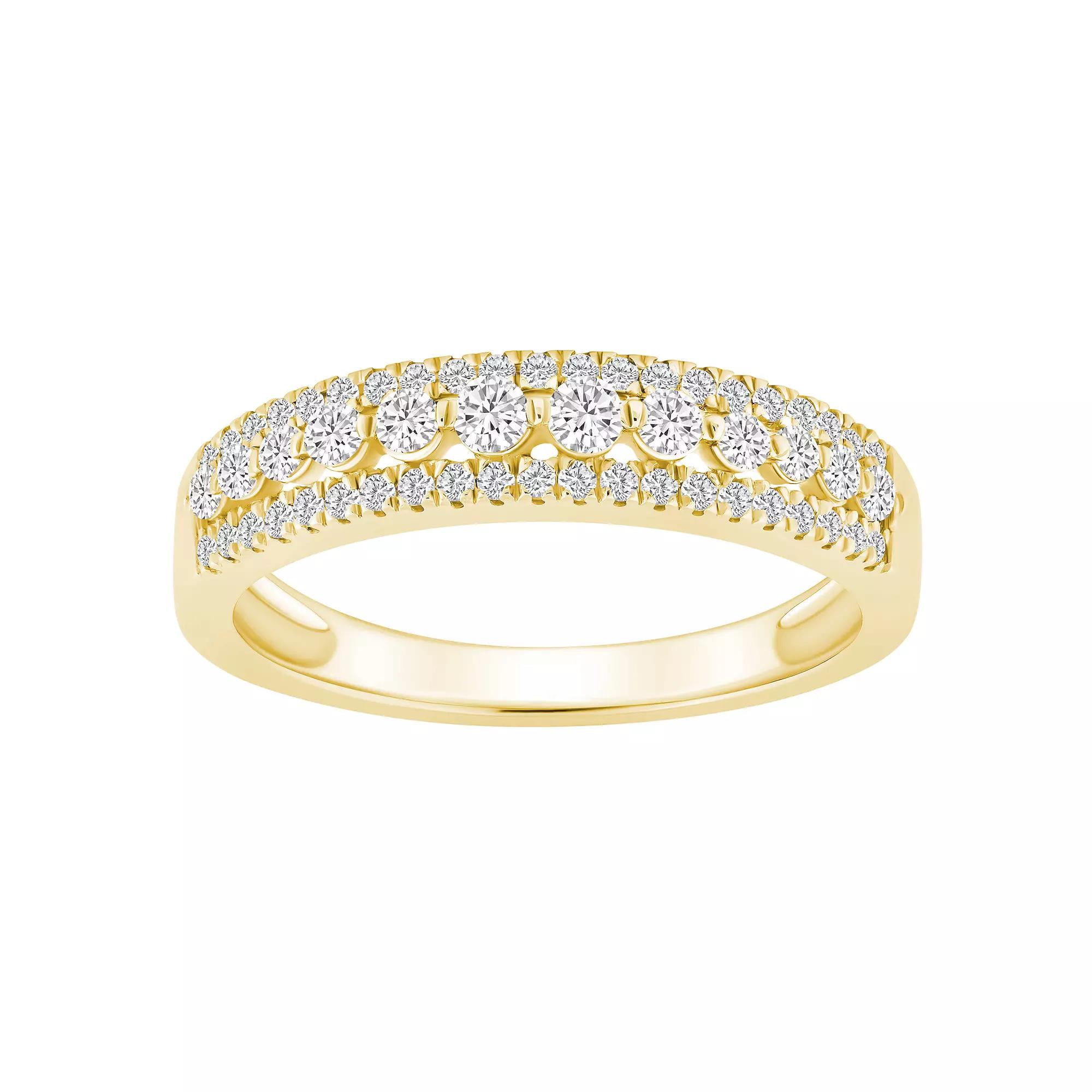 Alyson Layne 14k Gold 1/2 Carat T.W. Diamond Three-Row Wedding Band, Womens Product Image