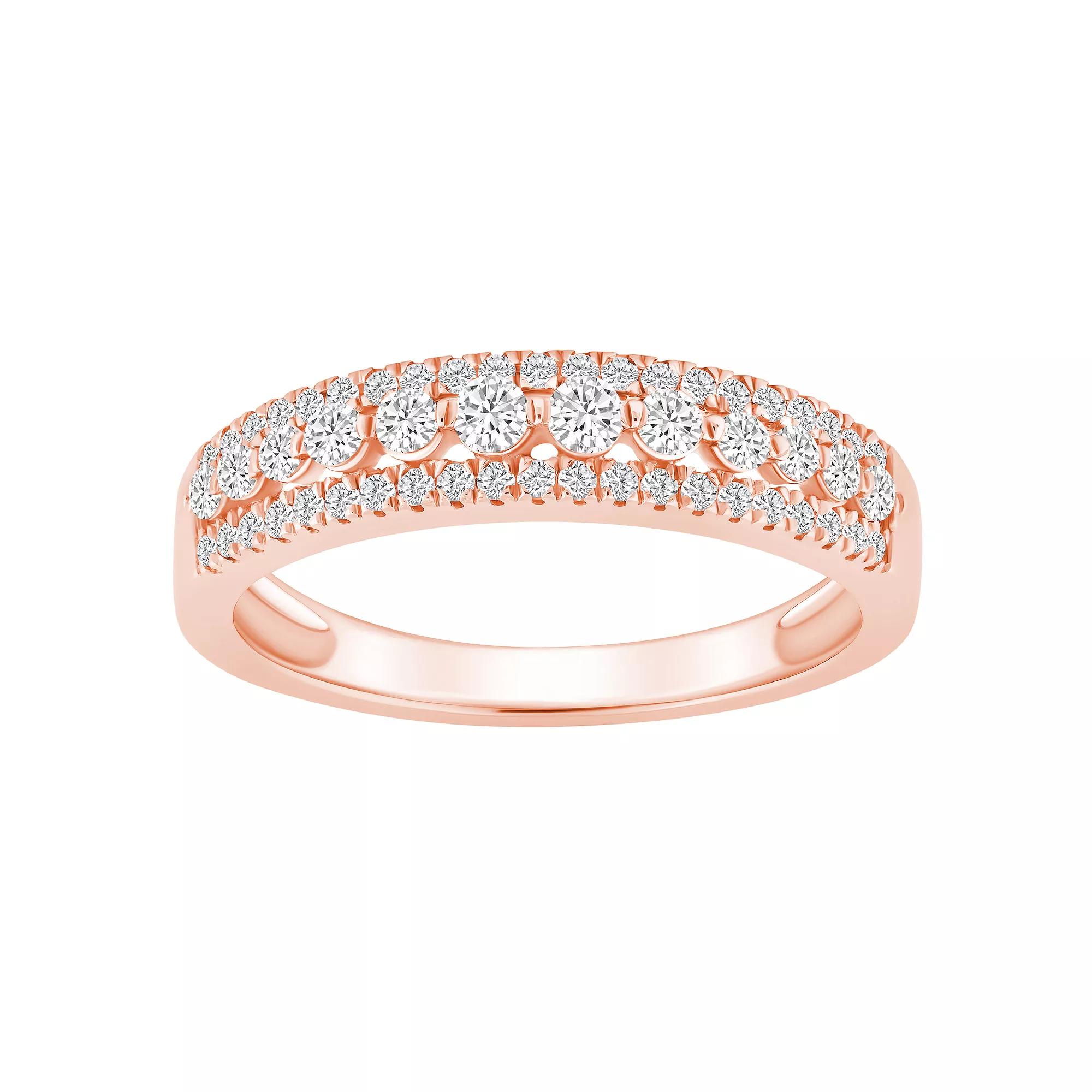 Alyson Layne 14k Gold 1/2 Carat T.W. Diamond Three-Row Wedding Band, Womens Product Image