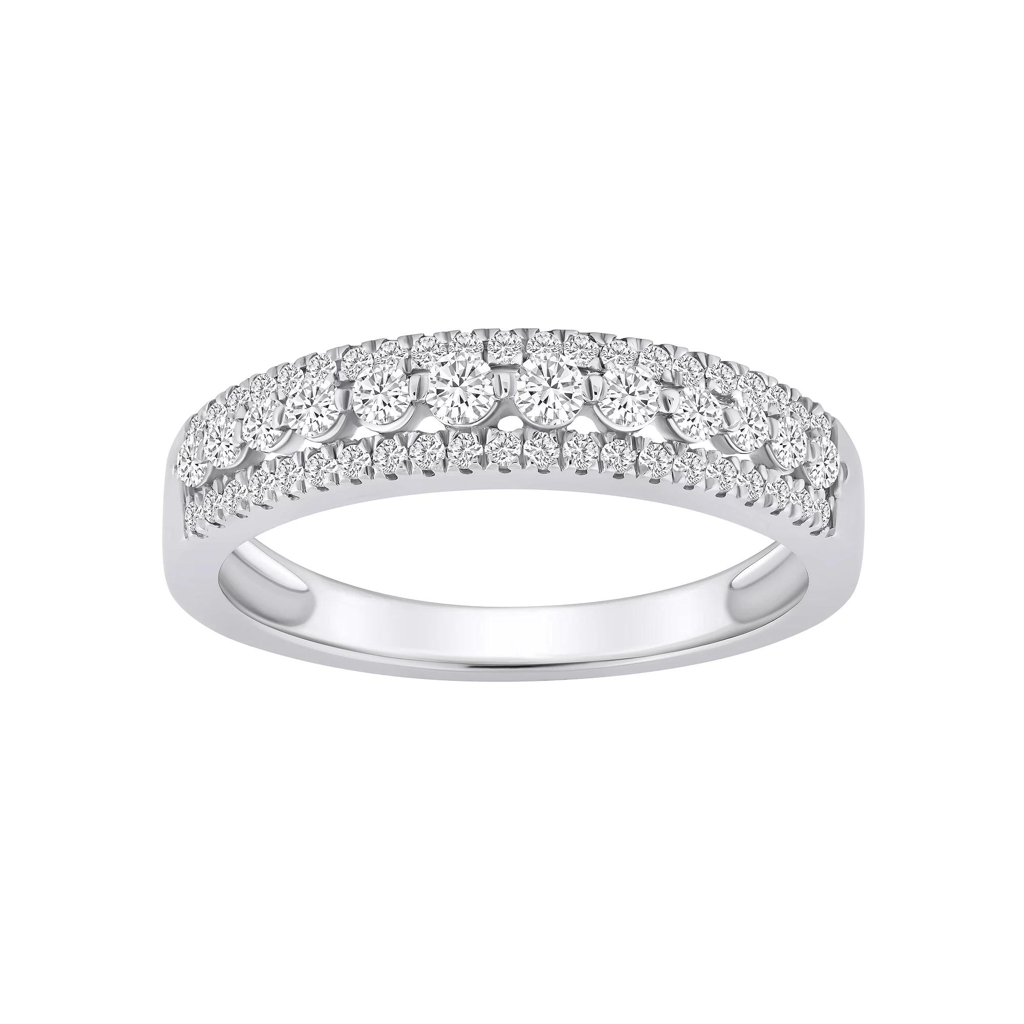 Alyson Layne 14k Gold 1/2 Carat T.W. Diamond Three-Row Wedding Band, Womens Product Image