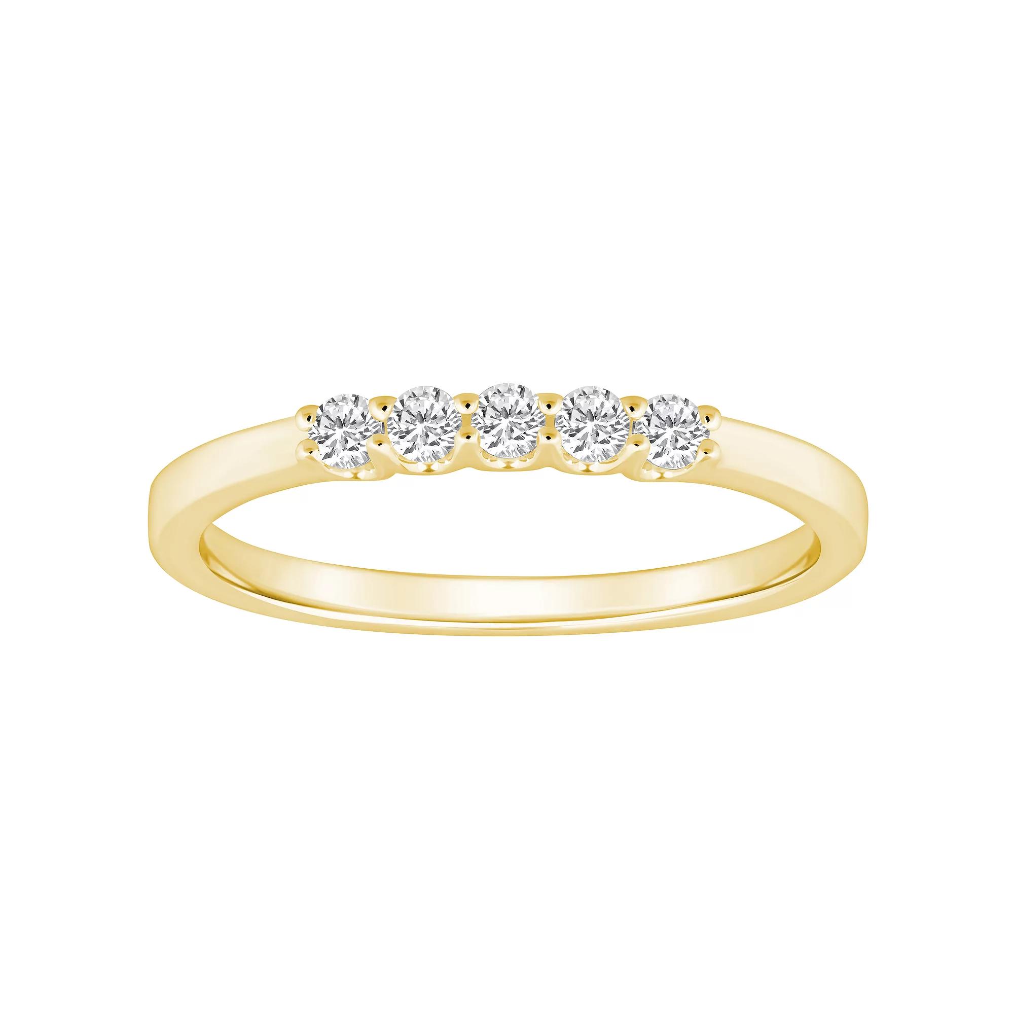 Alyson Layne 14k Gold 1/4 Carat T.W. Diamond 5-Stone Wedding Band, Women's, Yellow Product Image