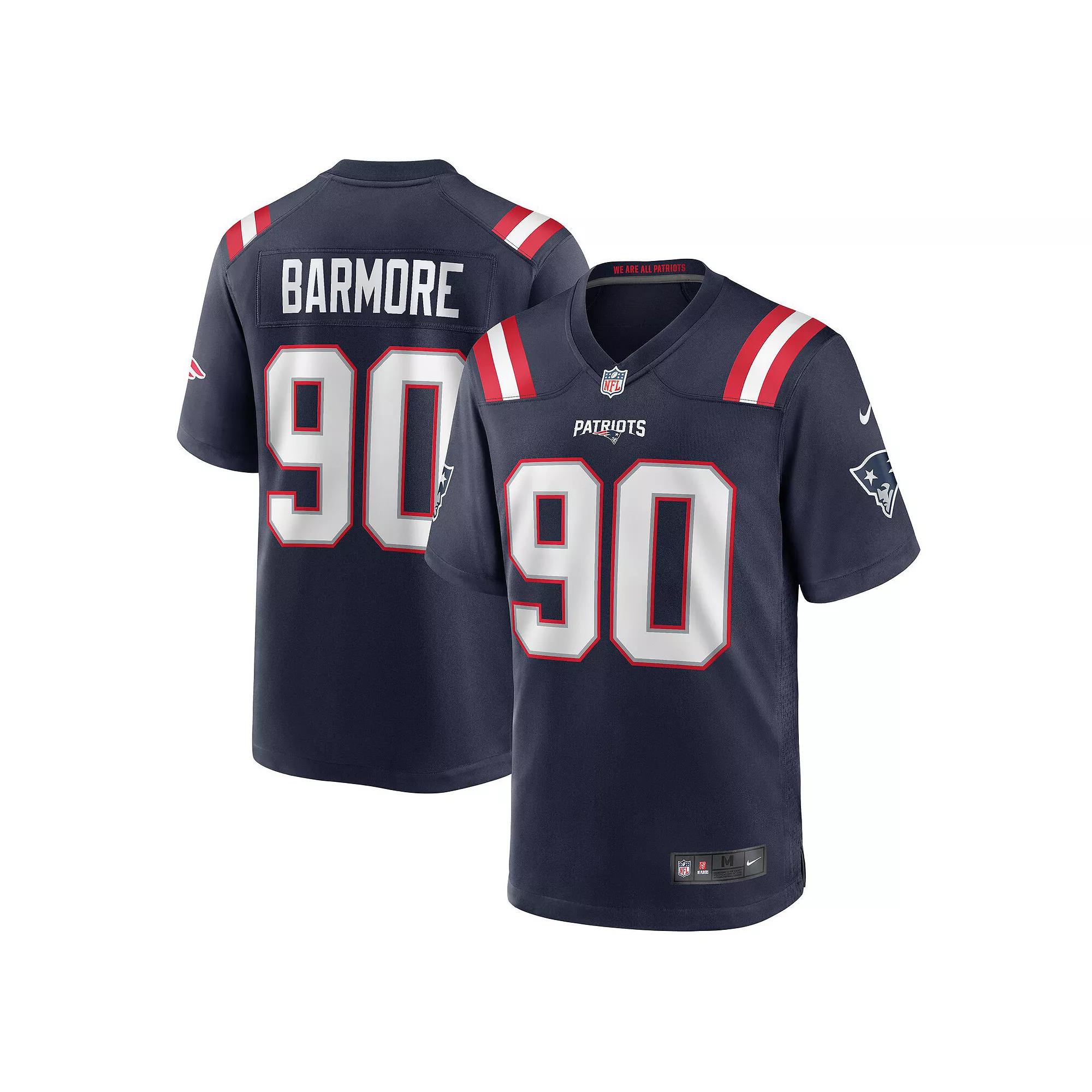 Men's Nike Christian Barmore Navy New England Patriots Player Game Jersey, Size: 2XL, Blue Product Image