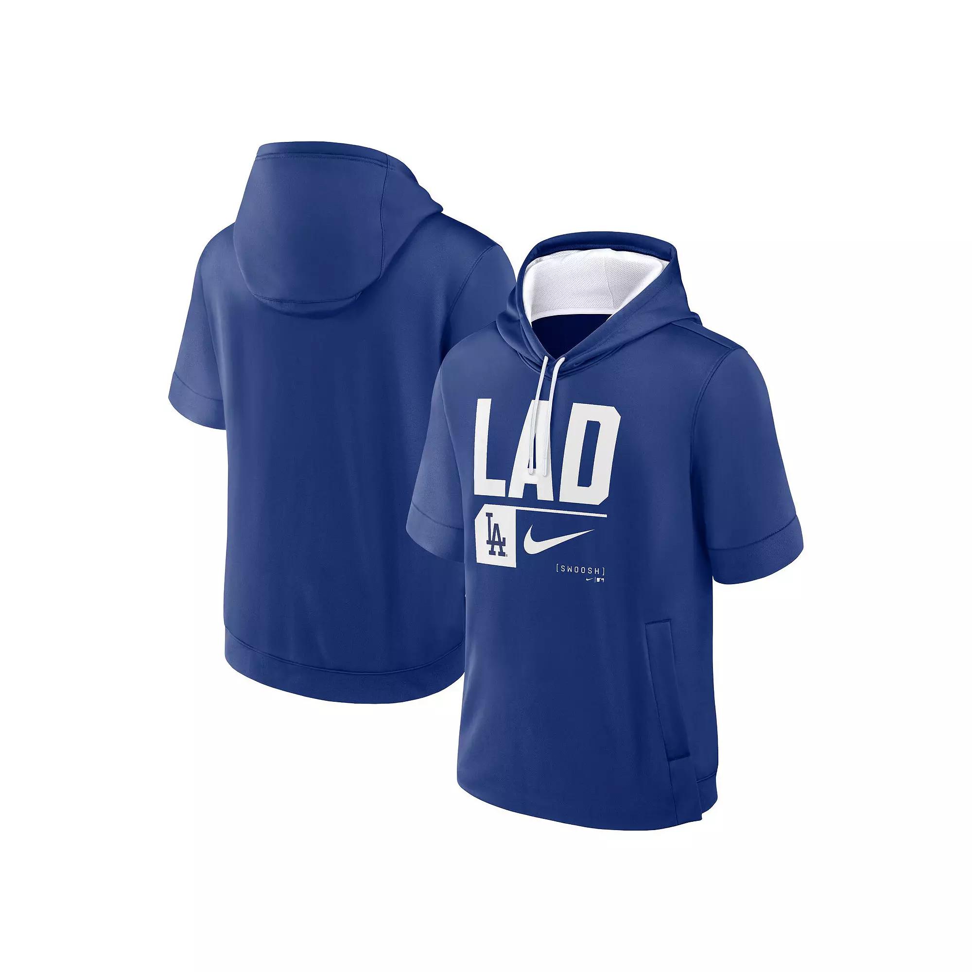 Men's Nike Royal Los Angeles Dodgers Tri Code Lockup Short Sleeve Pullover Hoodie, Size: Large, Blue Product Image