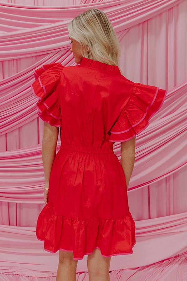 Red Wine Sippin' Ruffle Mini Dress Product Image