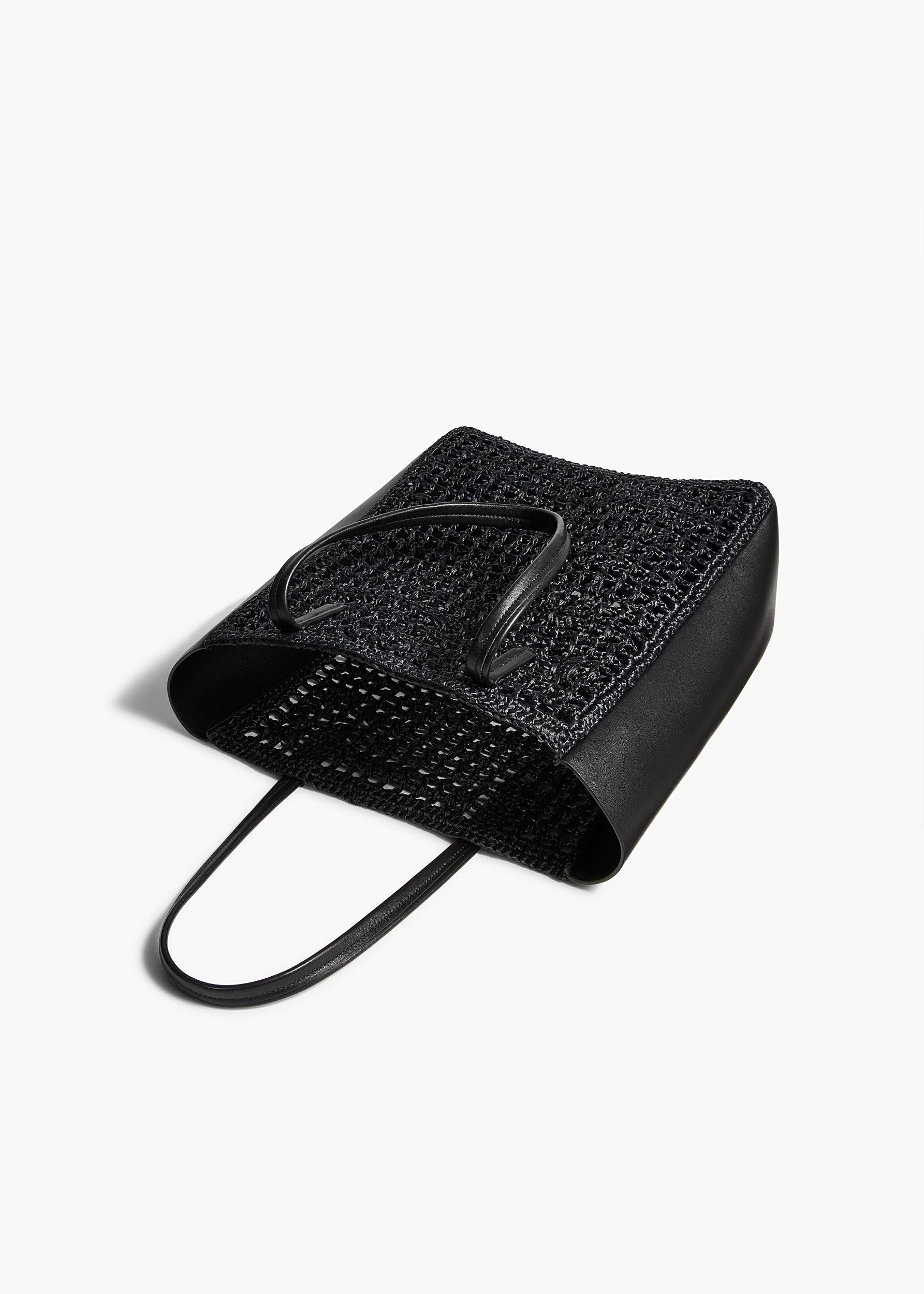 Zoe Tote in Black Raffia with Black Leather Product Image