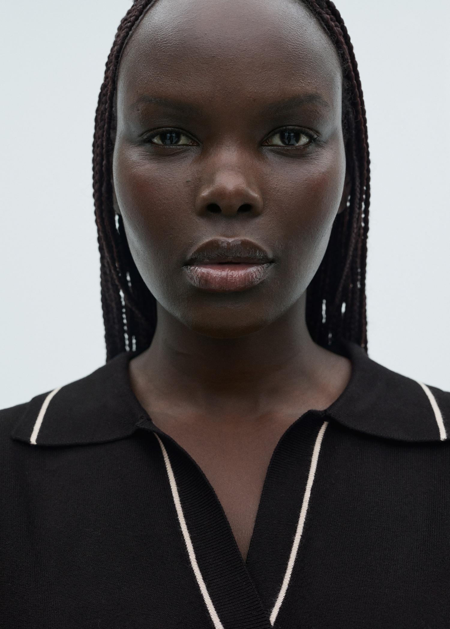 Sweater with contrasting lapels and trims - Women | MANGO USA Product Image