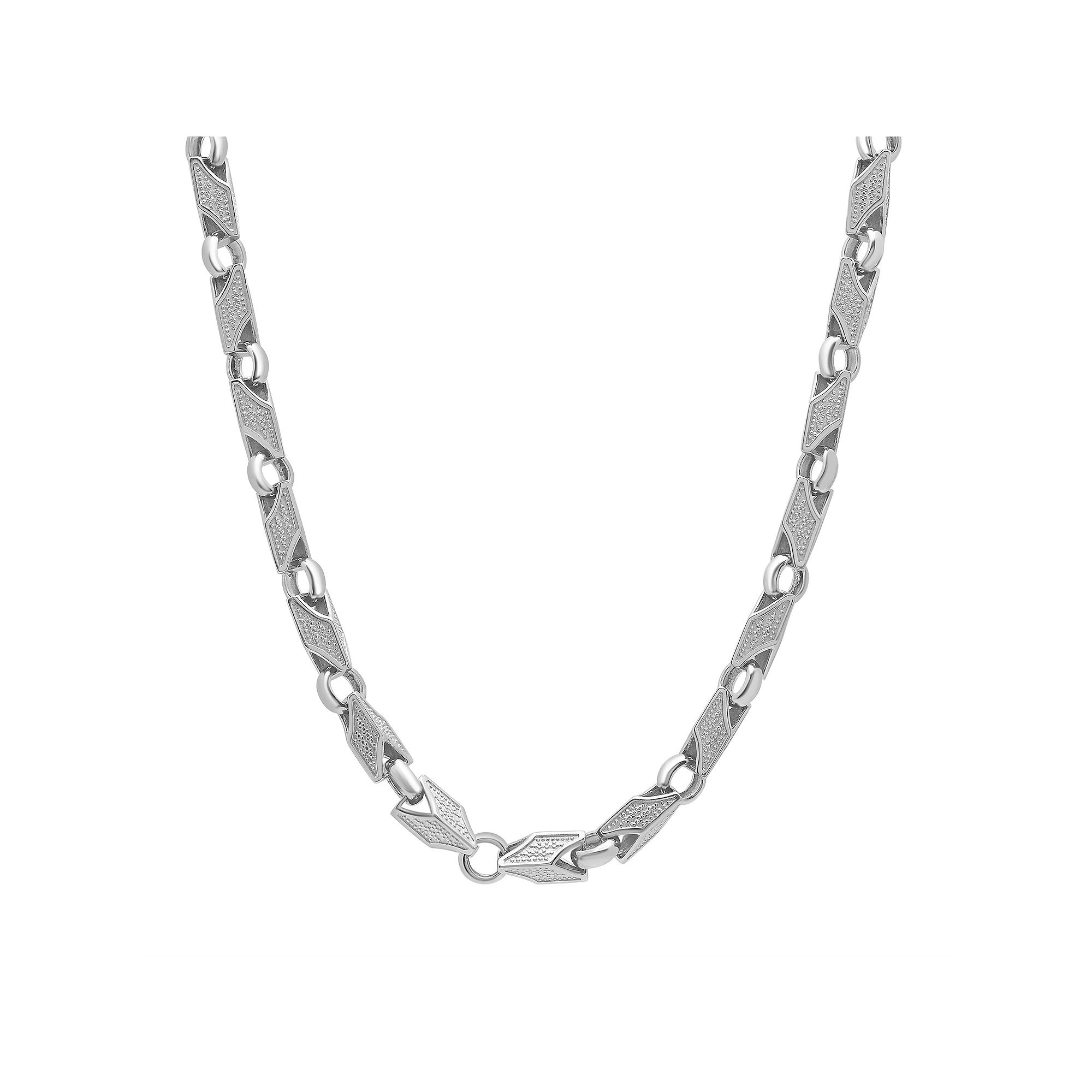 Men's Stainless Steel 24 in. Textured Chevron Link Chain Necklace, Size: 24", Sterling Product Image