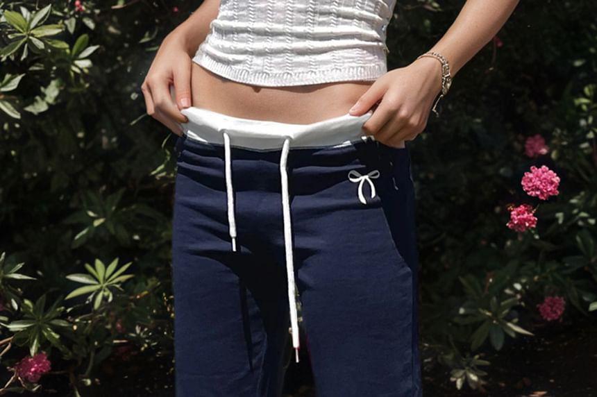 Low Rise Color-Block Slim-Fit Boot-Cut Sweatpants Product Image