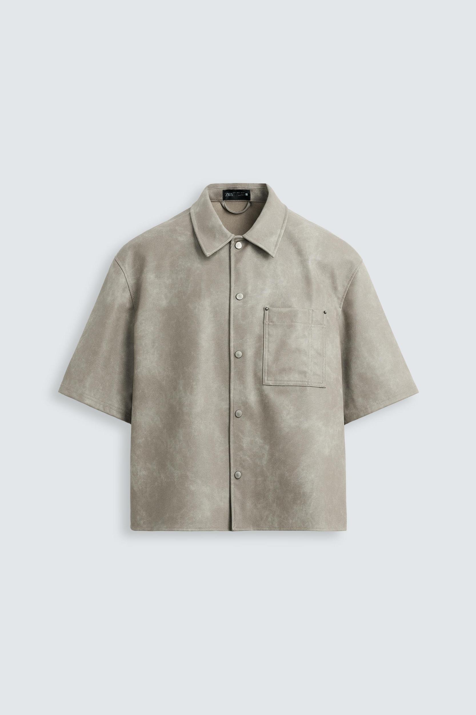FAUX LEATHER OVERSHIRT Product Image