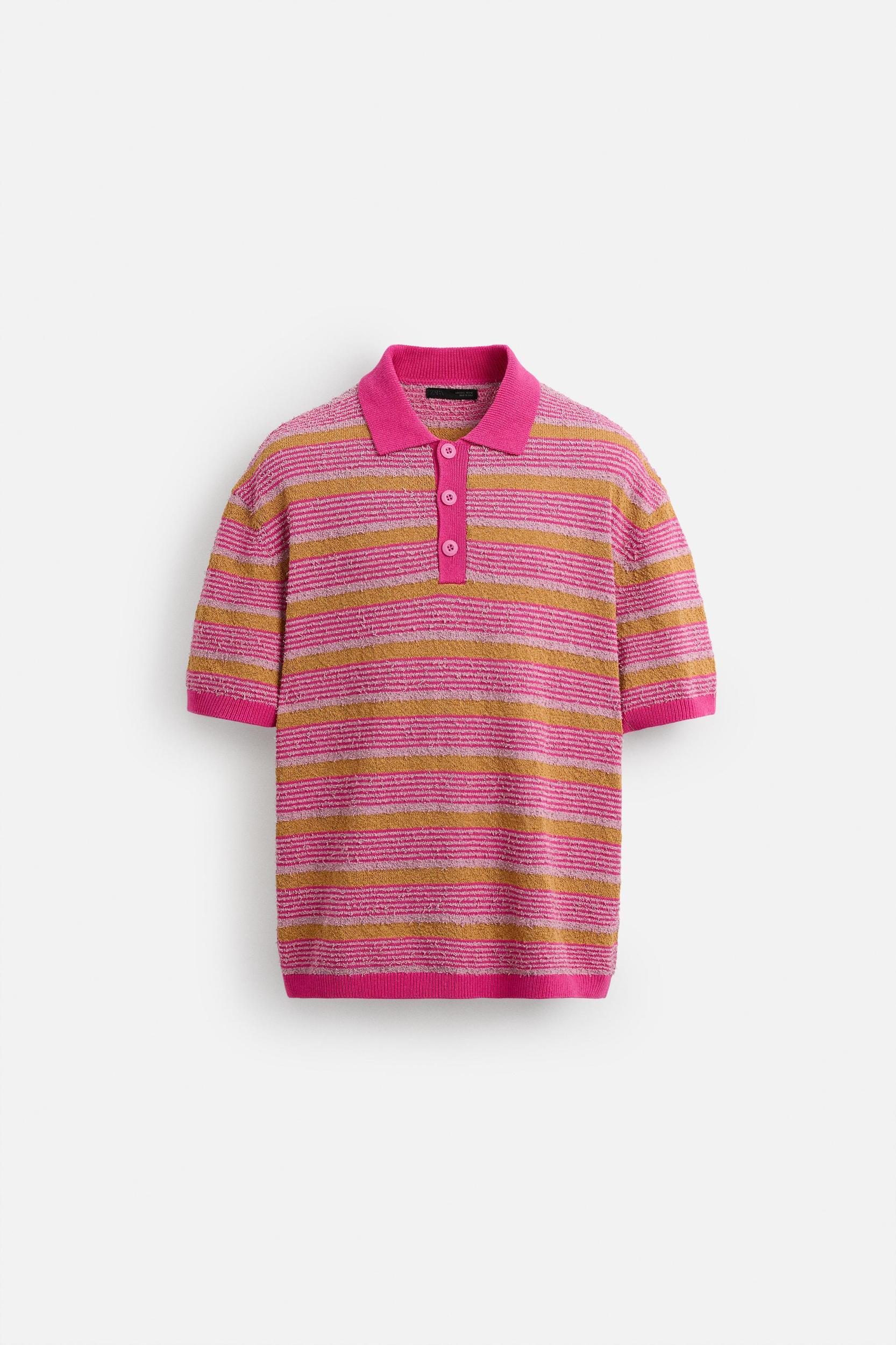 TEXTURED STRIPE KNIT POLO Product Image