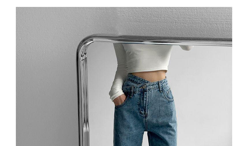 High Rise Asymmetrical Loose Fit Jeans (Various Designs) Product Image