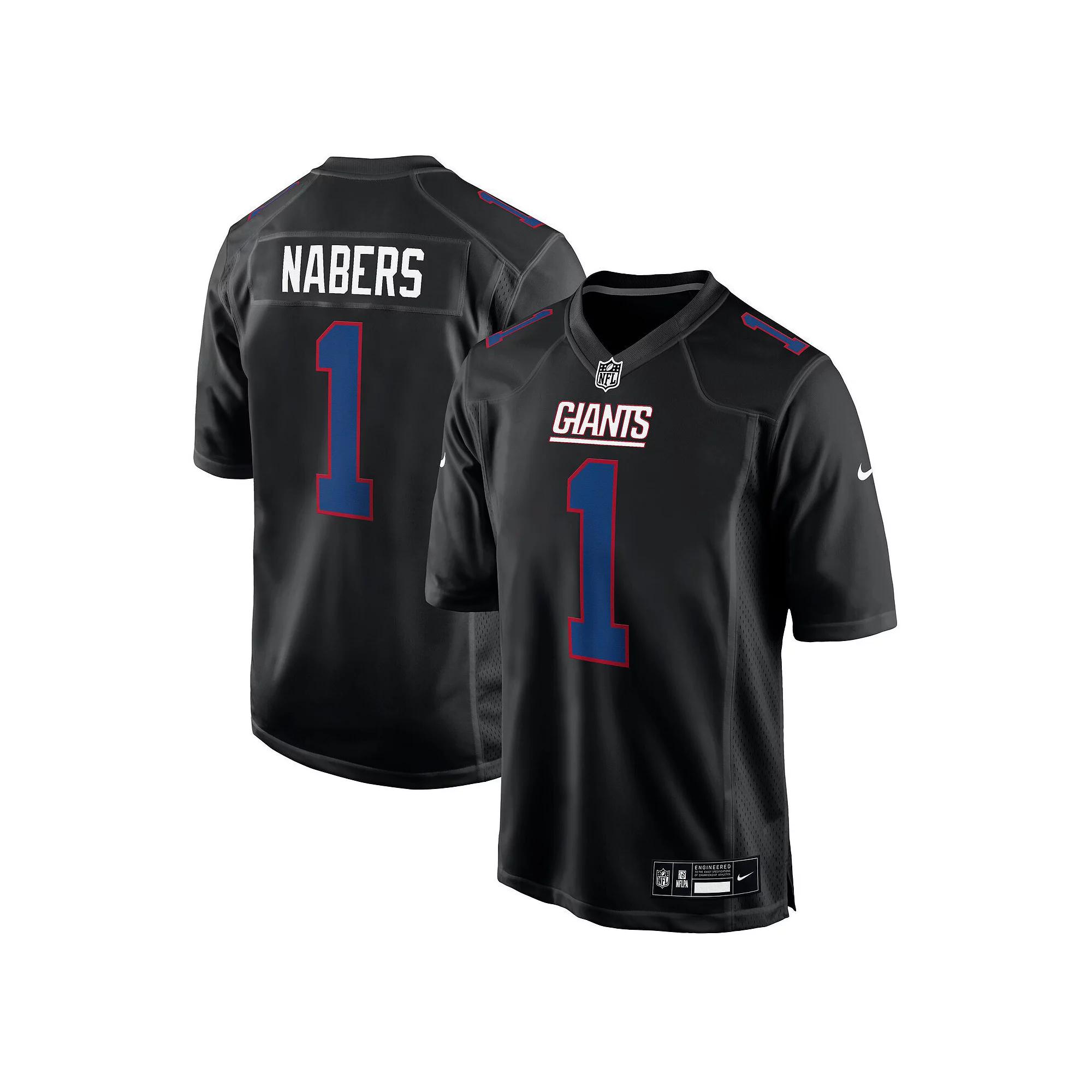 Men's Nike Malik Nabers Carbon Black New York Giants Fashion Jersey, Size: 2XL Product Image