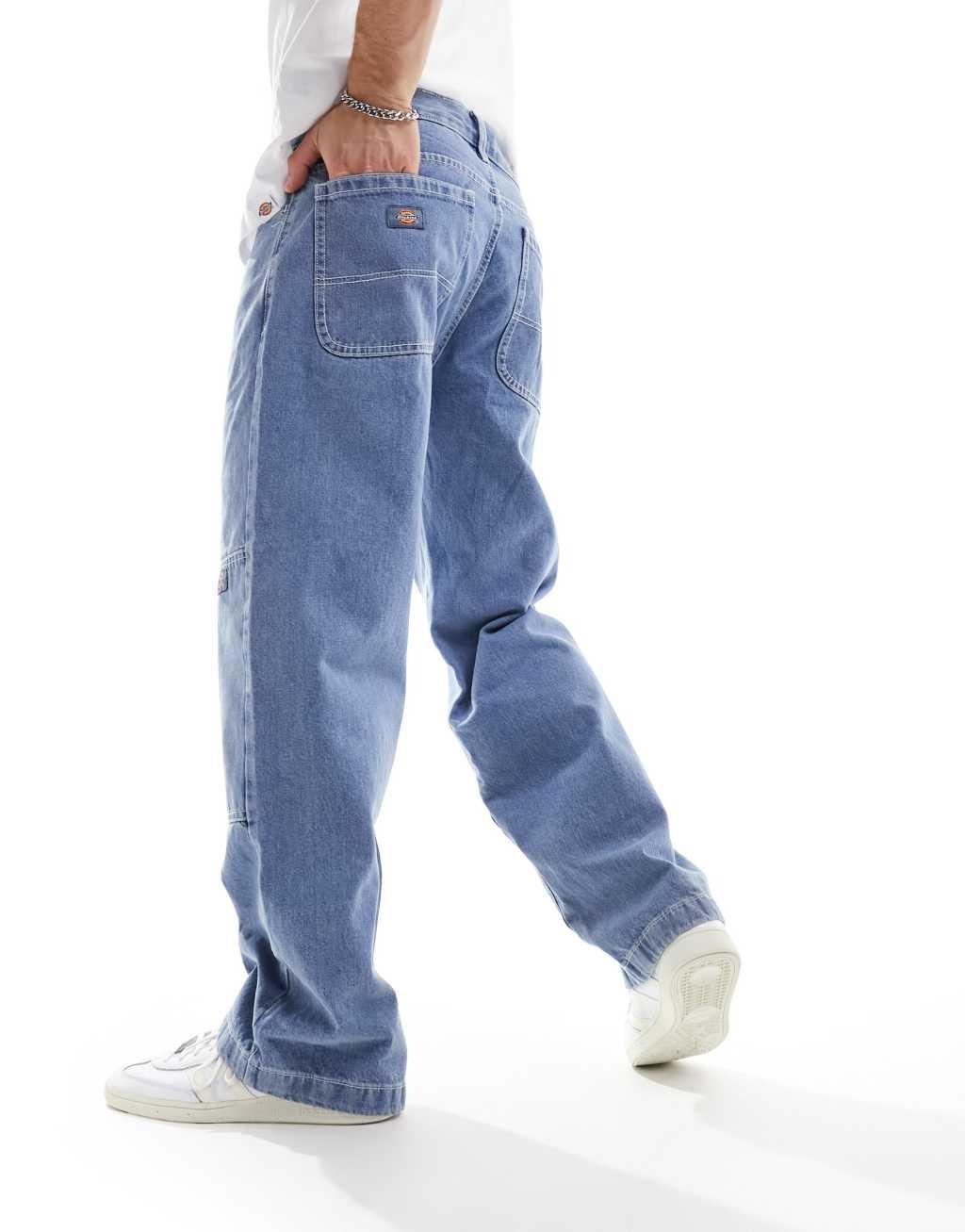 Dickies Double Knee stitched jeans in light blue Product Image