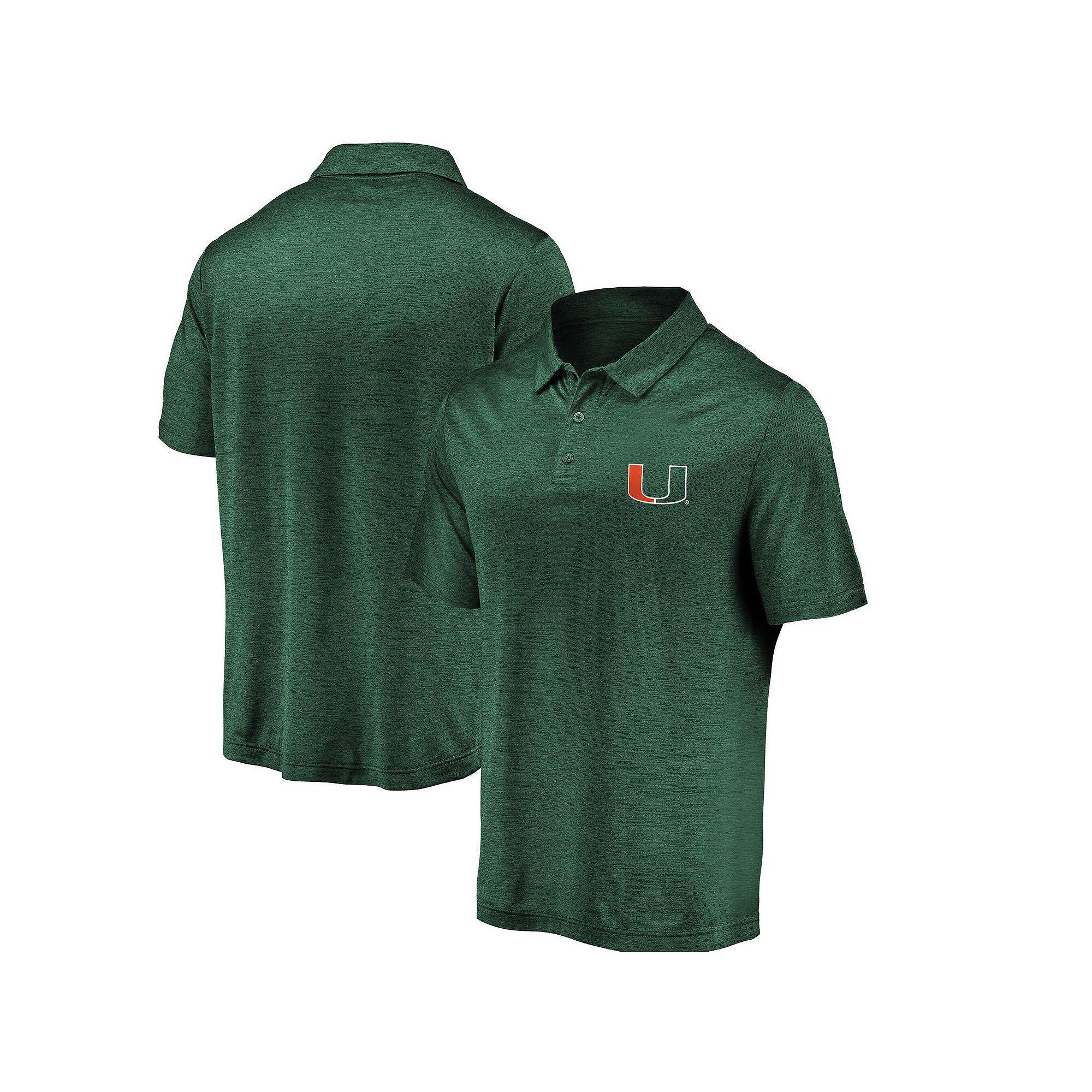 Men's Fanatics Branded Green Miami Hurricanes Primary Logo Striated Polo,  Product Image