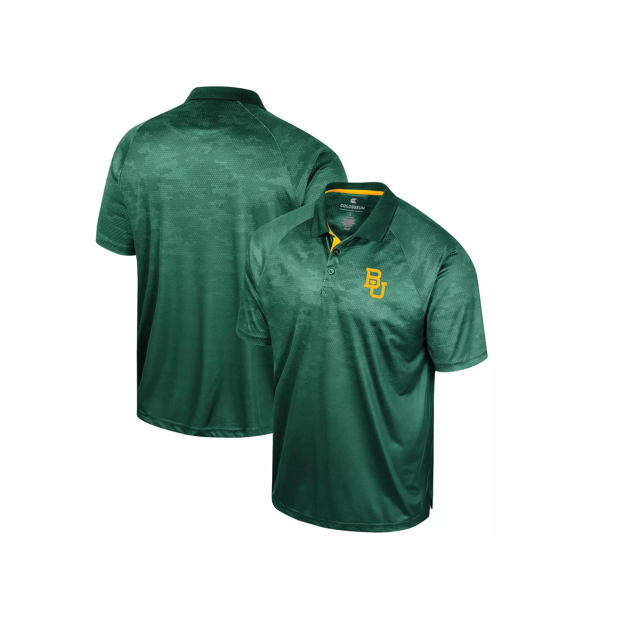 Men's Colosseum Green Baylor Bears Honeycomb Raglan Polo,  Product Image