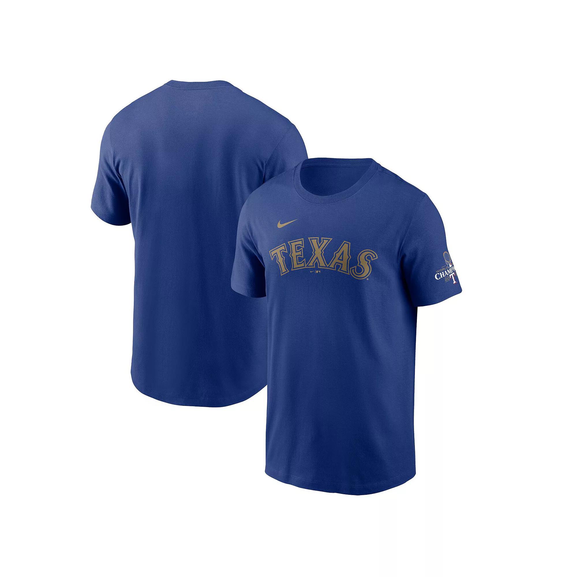 Men's Nike Royal Texas Rangers 2024 Gold Collection Wordmark T-Shirt,  Product Image