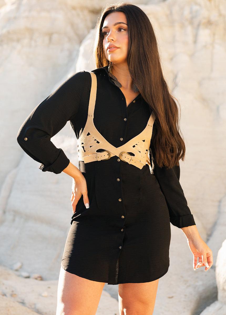 Mya Shirt Dress in Black Female Product Image