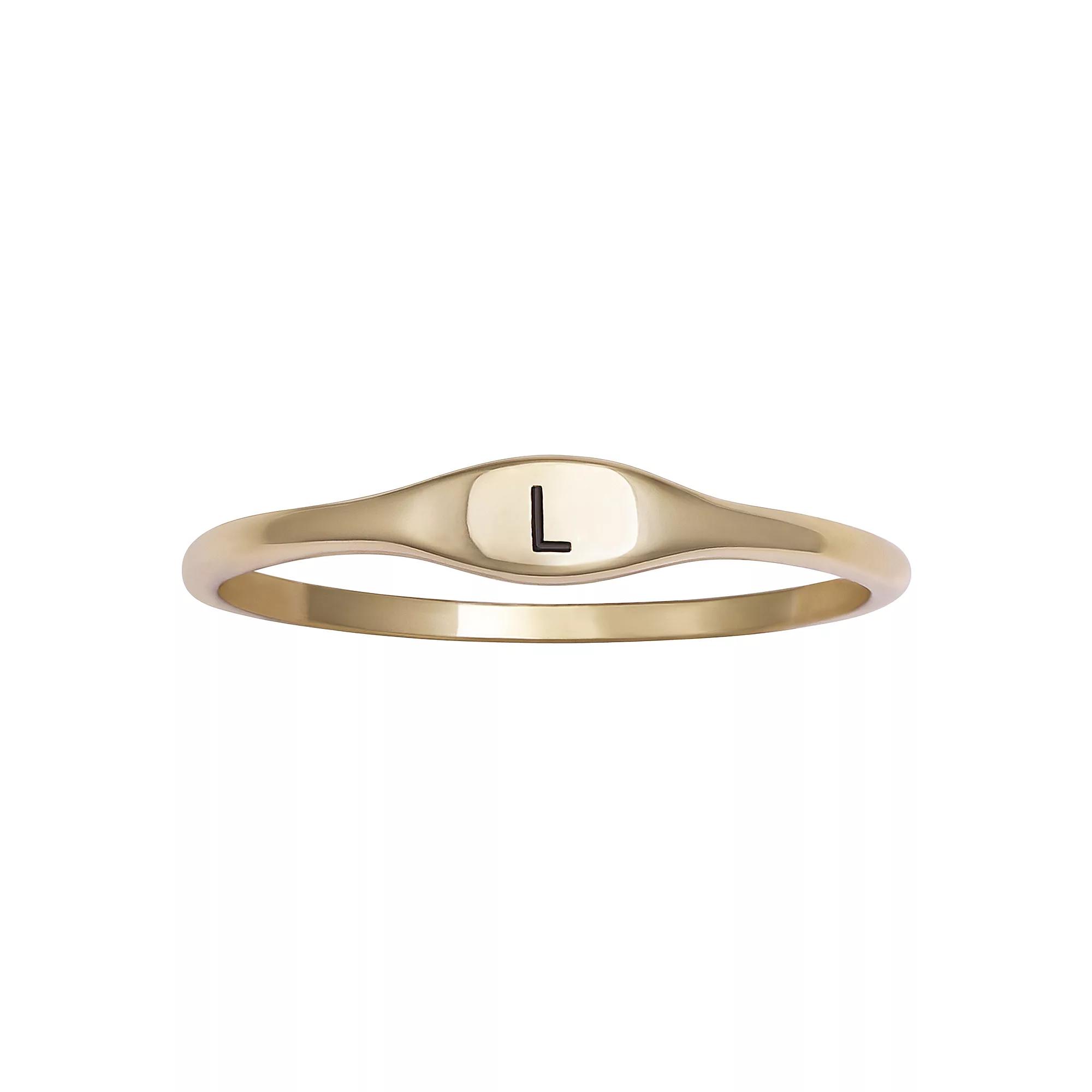 PRIMROSE Polished Oval Oxidized Initial Ring, Womens Gold Tone L Product Image