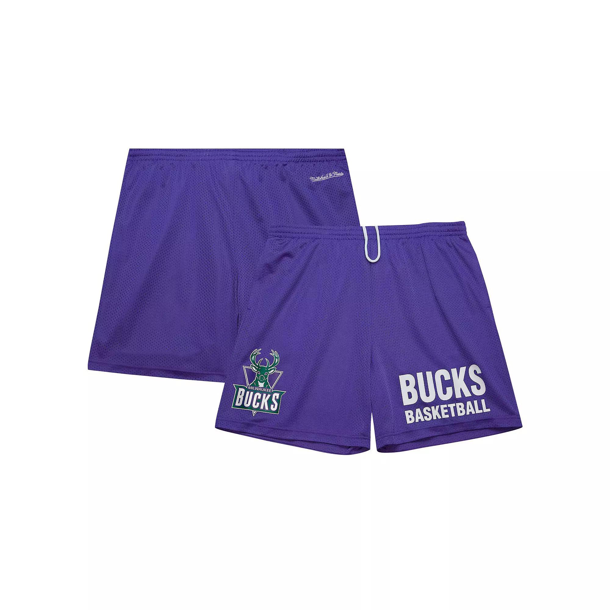 Men's Mitchell & Ness Purple Milwaukee Bucks Hardwood Classics Gameday Mesh Shorts,  Product Image