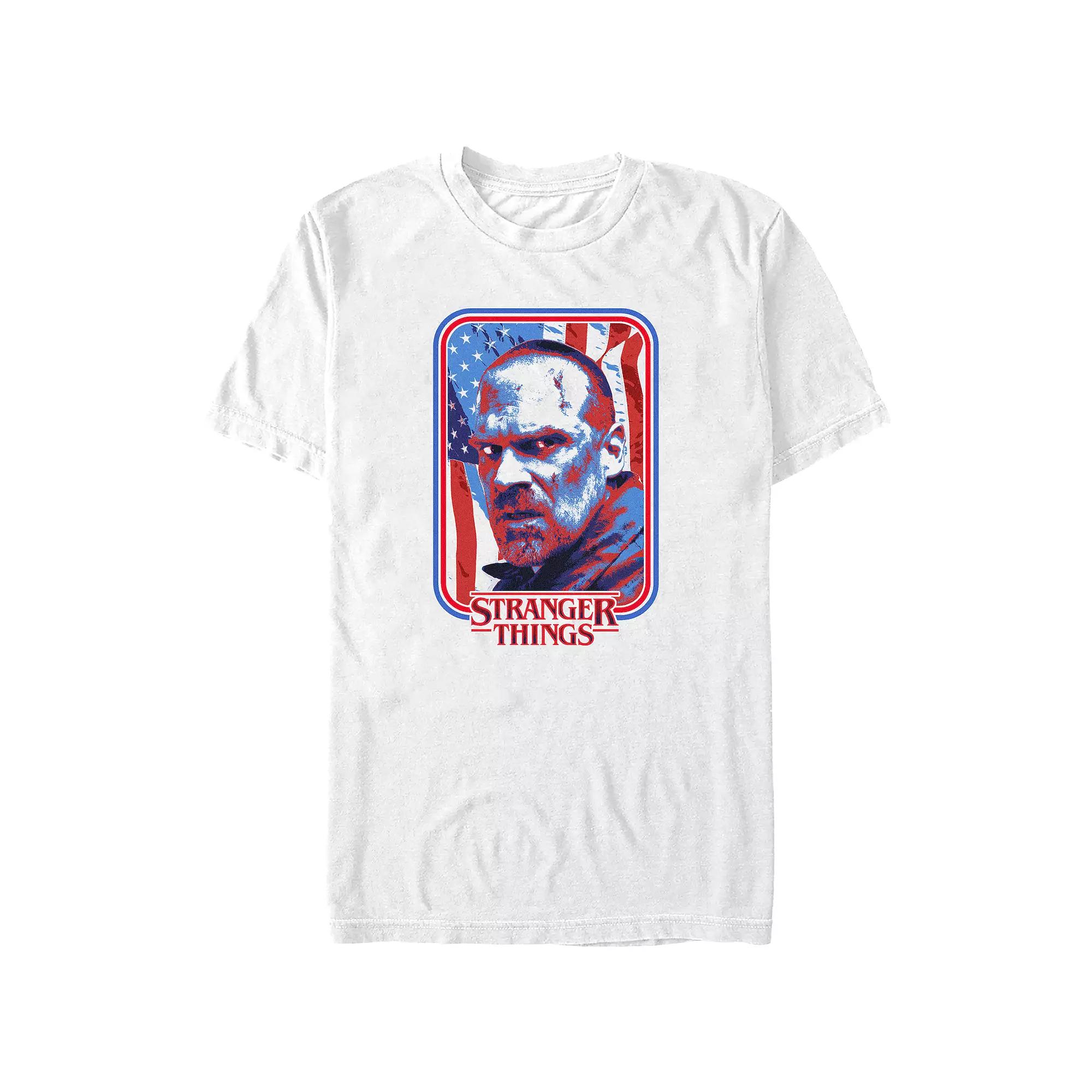 Big & Tall Stranger Things Chief Hopper USA Flag Graphic Tee, Men's, Size: 3XL Tall, White Product Image
