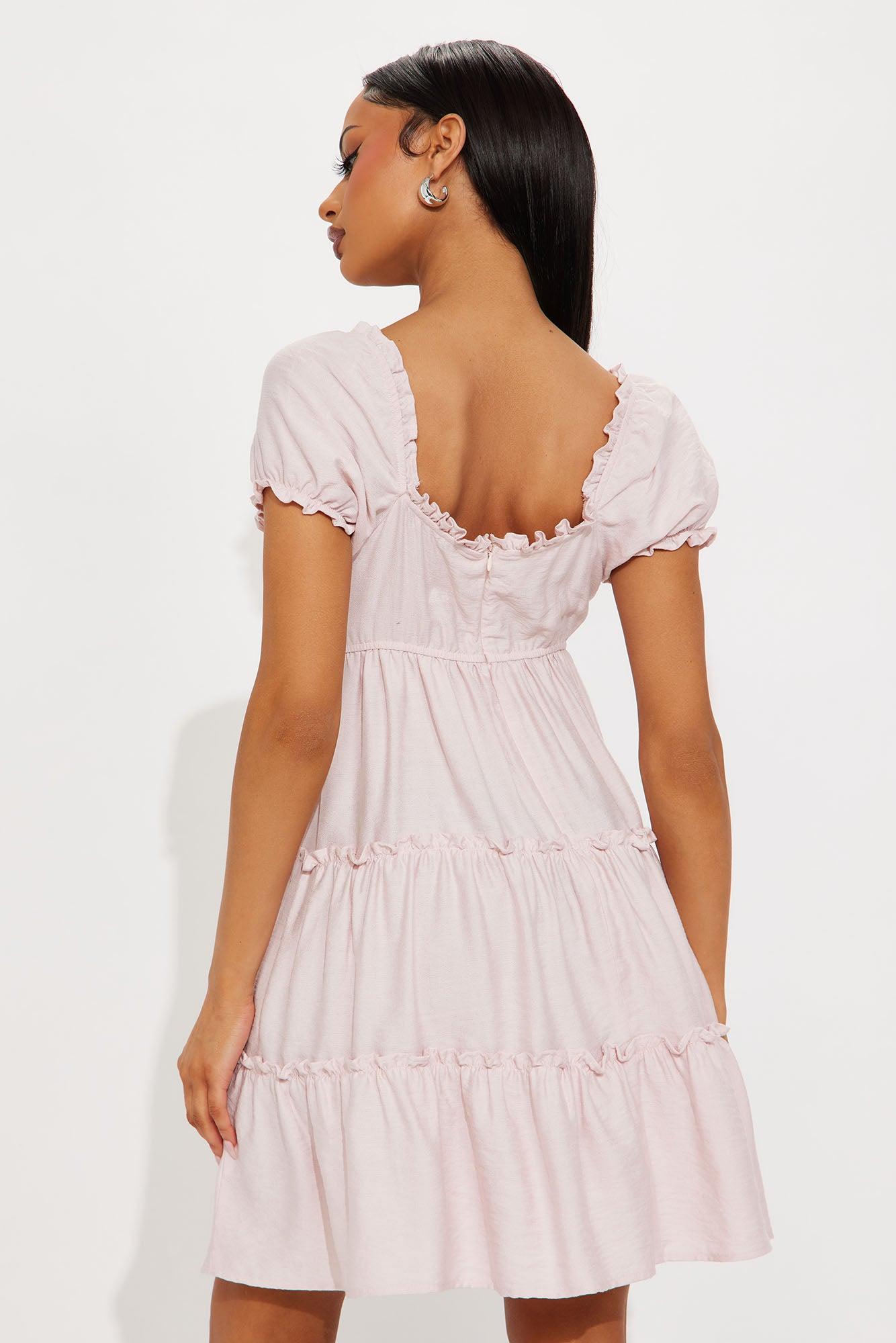 Laney Puff Sleeve Mini Dress - Light Pink Product Image