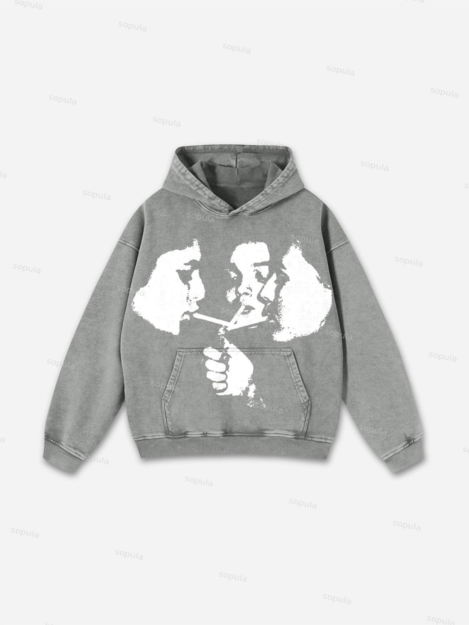 Sopula Vintage Our Lady Of Guadalupe Graphic Acid Washed Oversized Hoodie Product Image