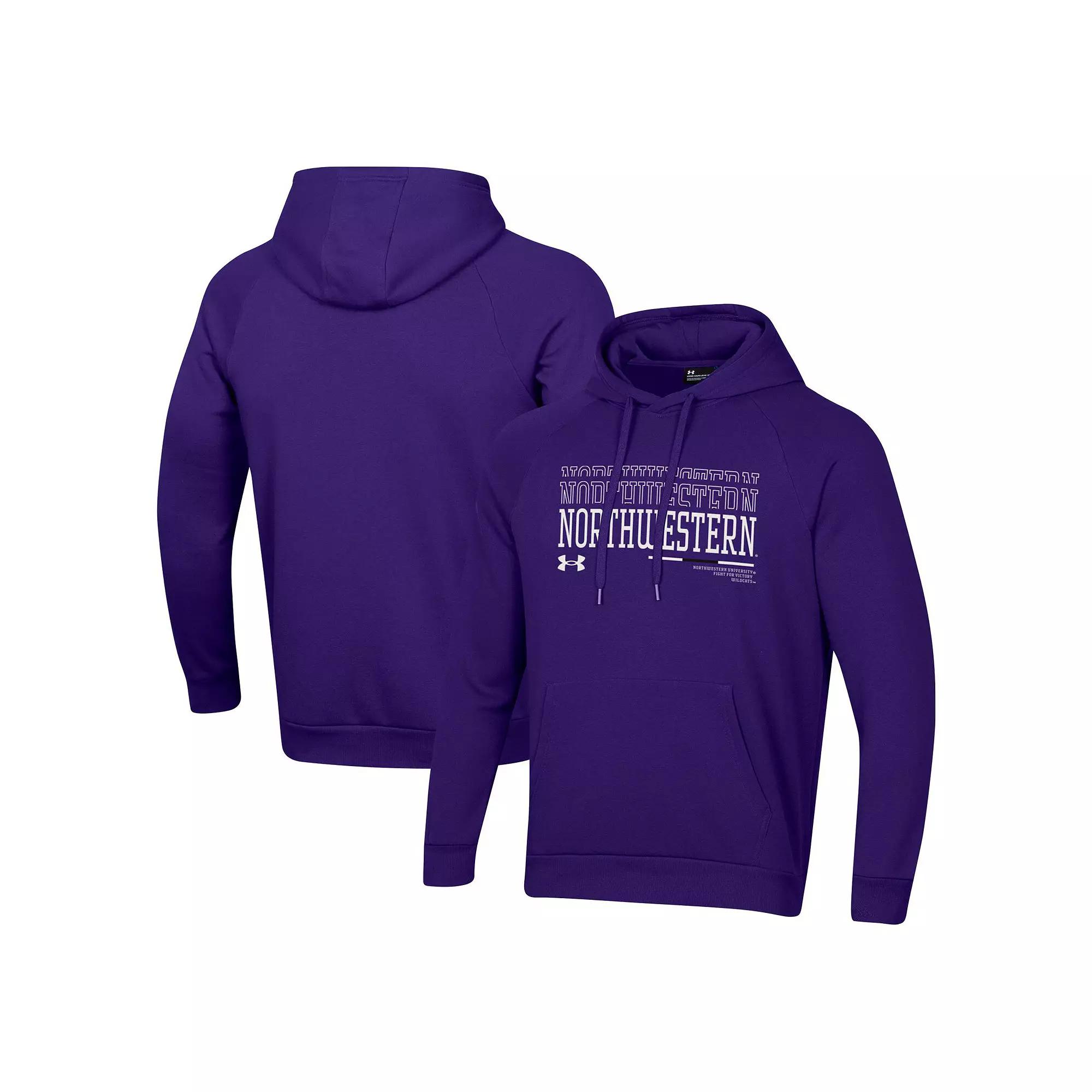 Men's Under Armour Purple Northwestern Wildcats 2024 Sideline Wordmark Rival Pullover Hoodie,  Product Image