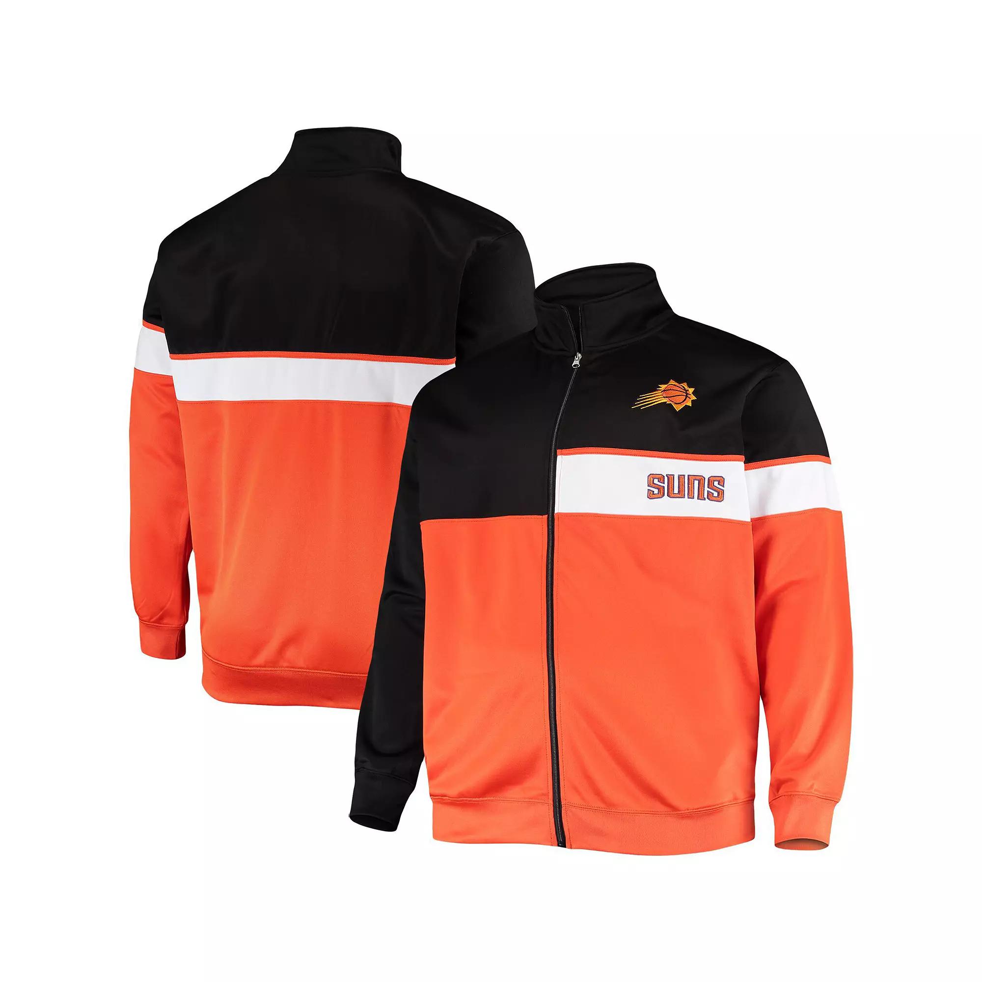 Men's Black/Orange Phoenix Suns Big & Tall Pieced Body Full-Zip Track Jacket, Size: 3XLT, Phx Black Product Image