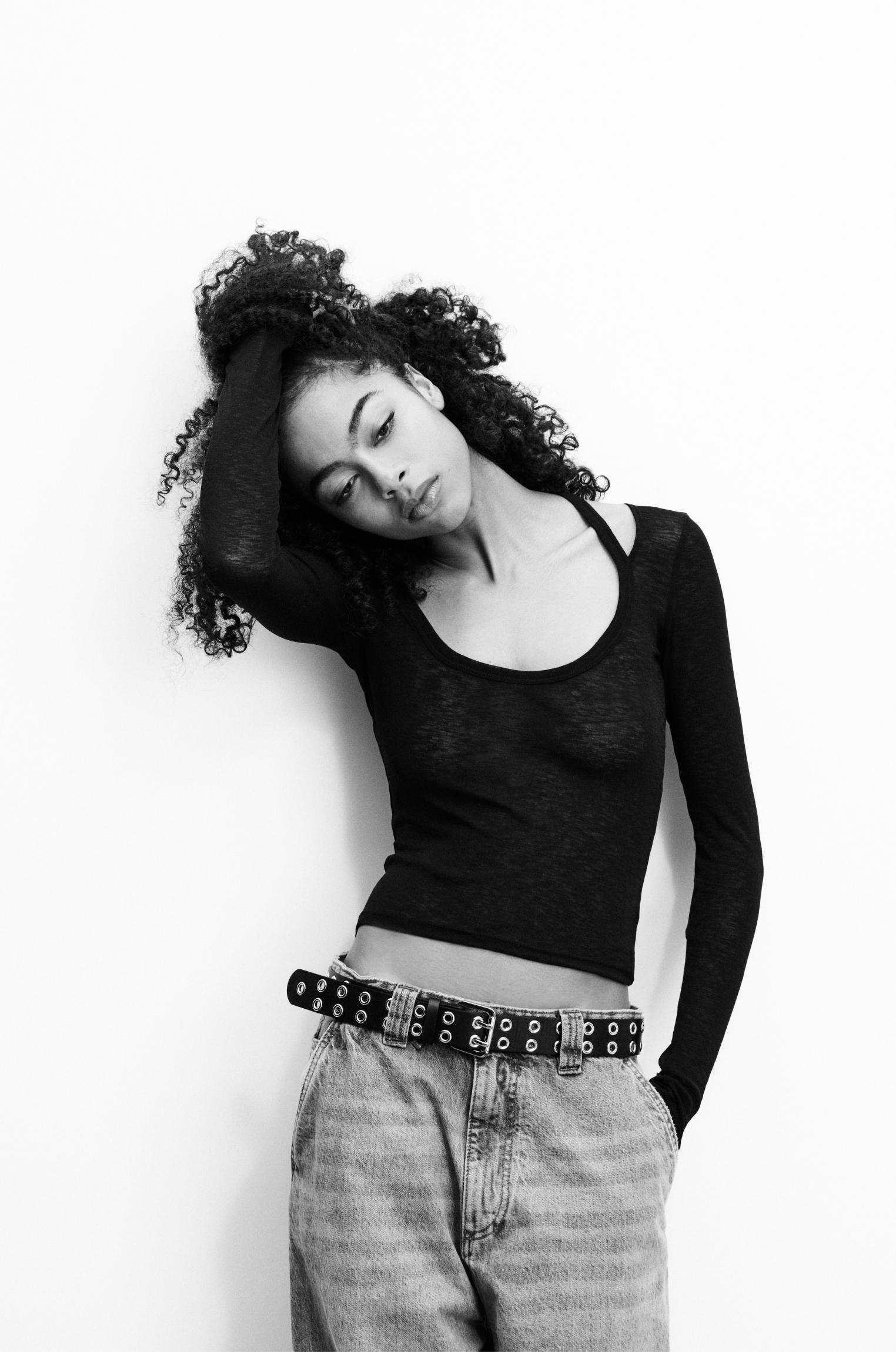 Double long sleeve strappy top Product Image