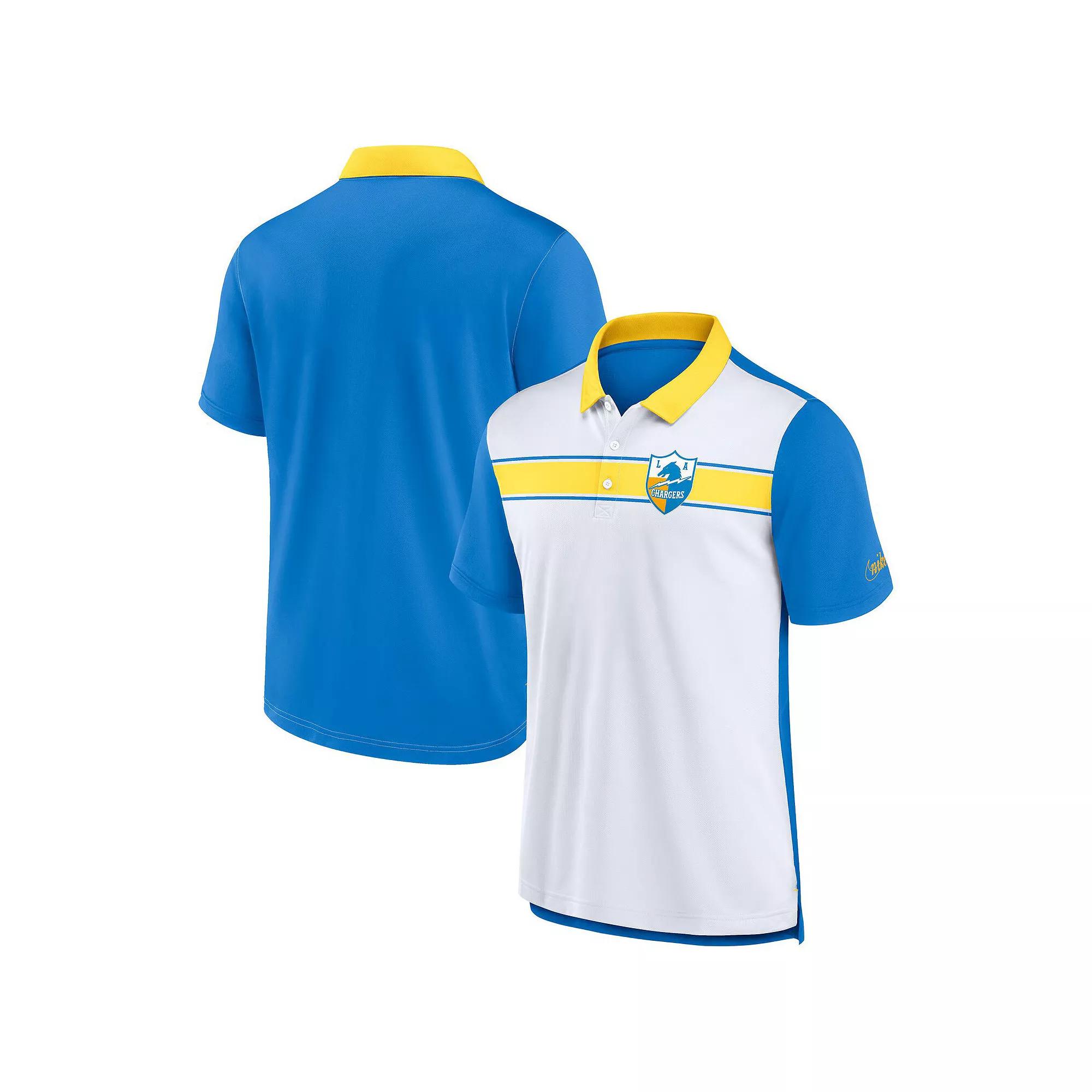 Men's Nike White/Powder Blue Los Angeles Chargers Rewind Pique Polo,  Product Image